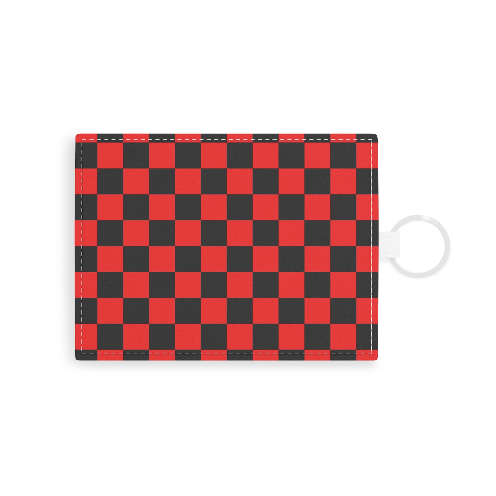 Checkerboard Red and Black Saffiano Leather Card Holder, Artsulli - Art is Long, Life is Short, Accessories, Size, One size, Color, White, , , 16935866231096730420