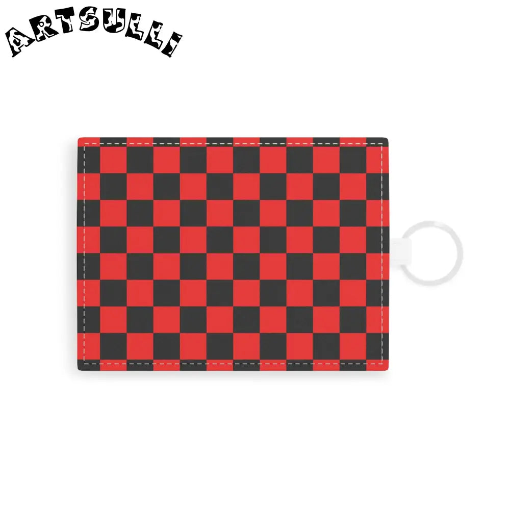 JAKKOUTTHEBXX Checkerboard Red and Black Saffiano Leather Card