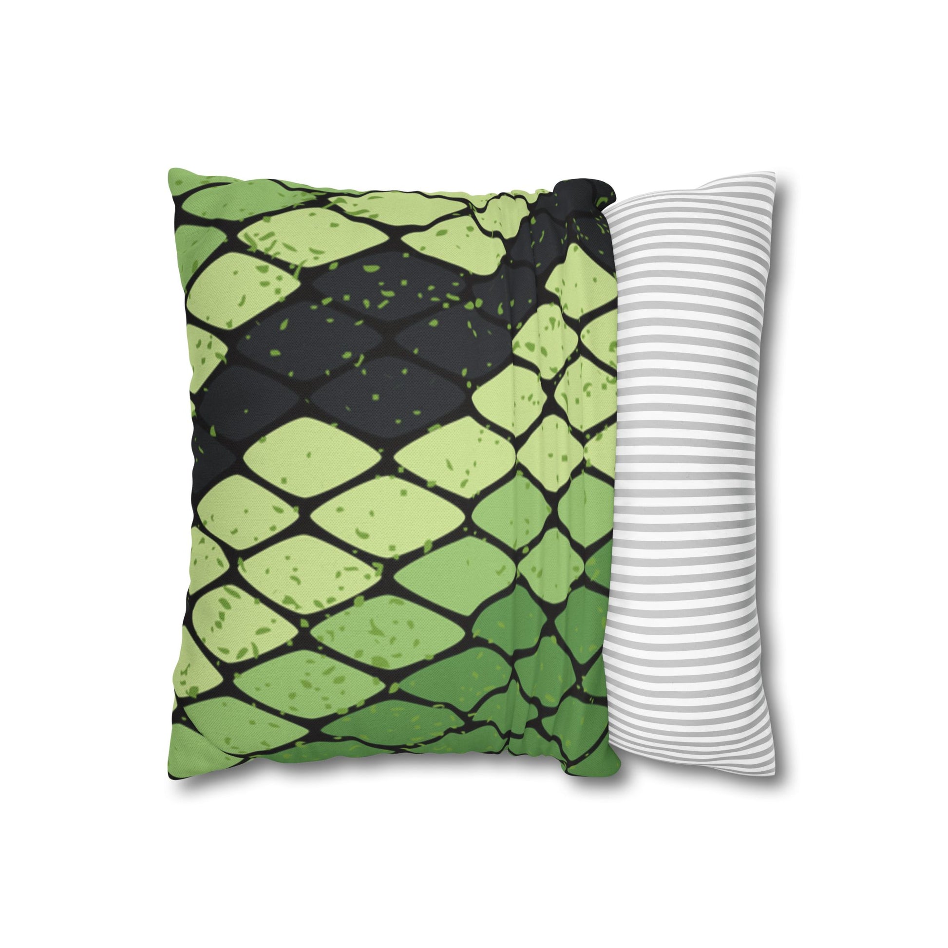 Snake Skin Green and Black Spun Polyester Square Pillowcase, Artsulli - Art is Long, Life is Short, Home Decor, , , , , , , 