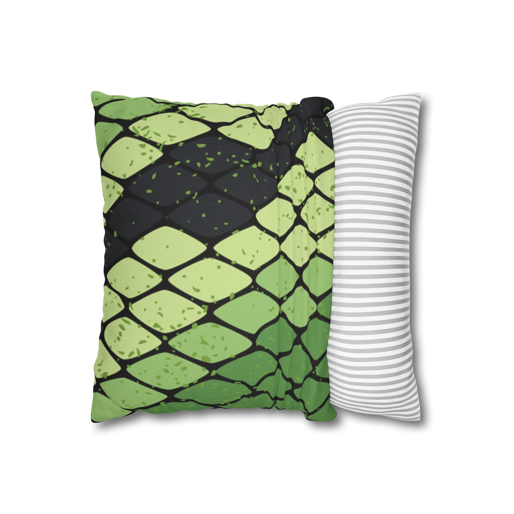 Snake Skin Green and Black Spun Polyester Square Pillowcase, Artsulli - Art is Long, Life is Short, Home Decor, , , , , , , 