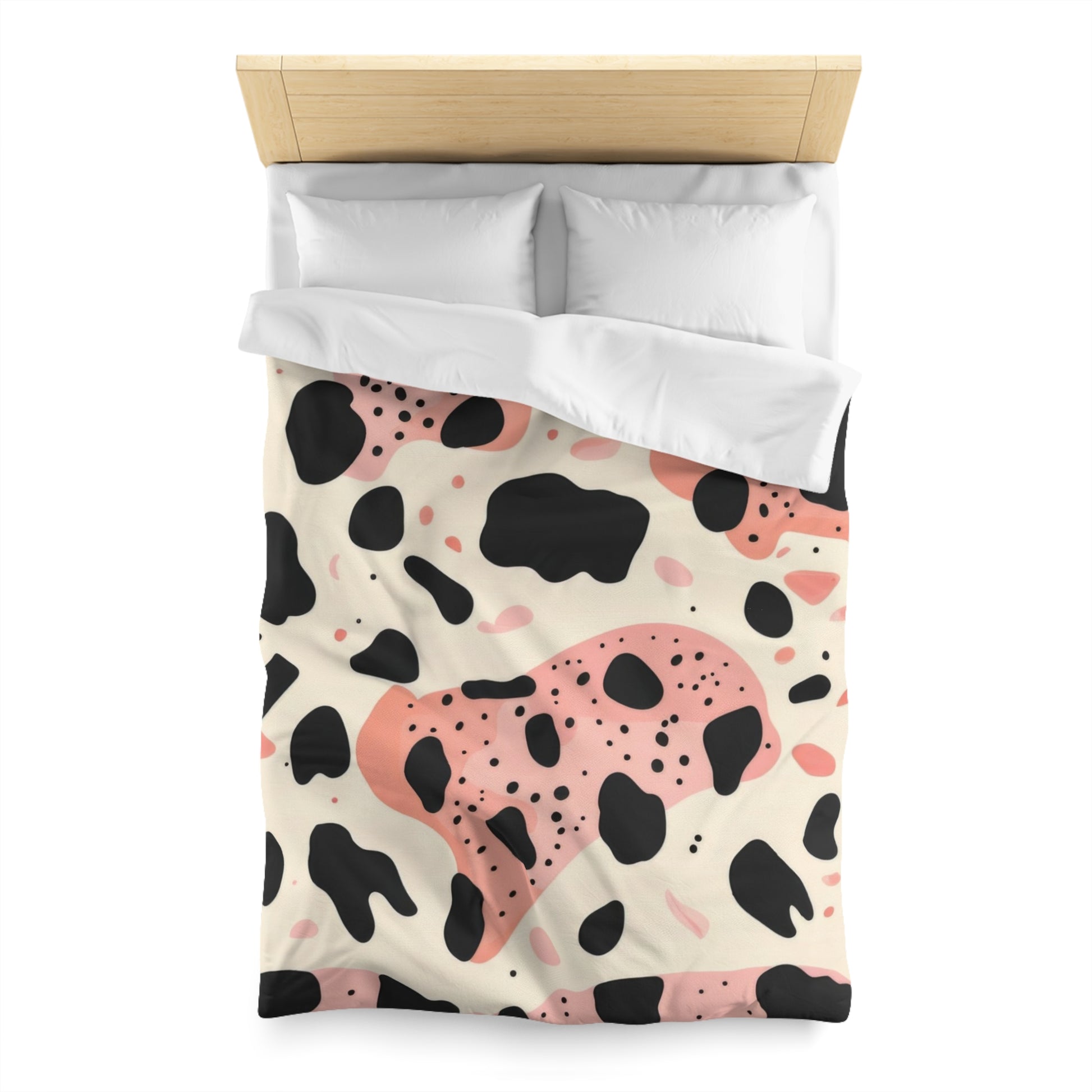 Organic Cow Print Cream and Pink Microfiber Duvet Cover, Artsulli - Art is Long, Life is Short, Home Decor, , , , , , , 