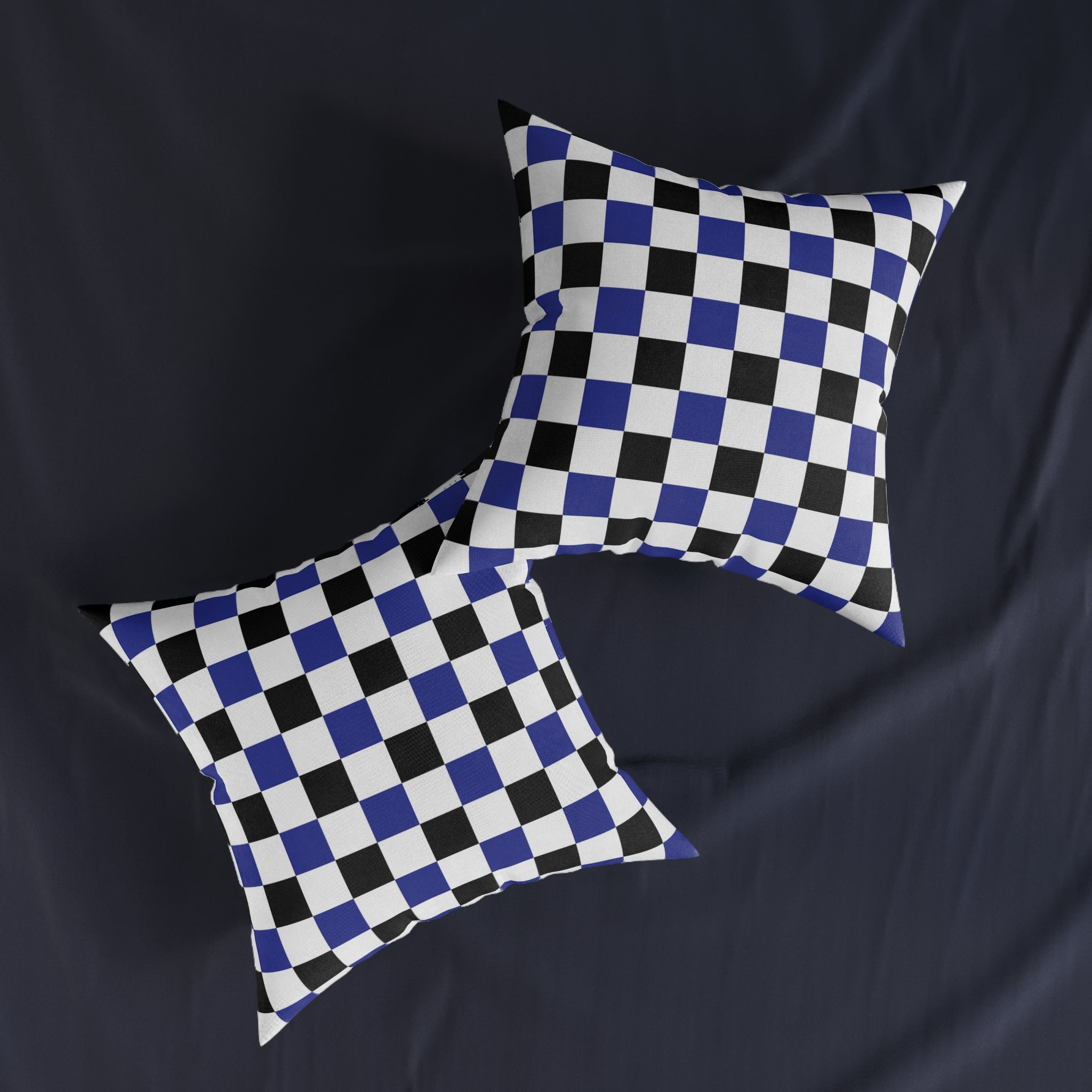 Checkerboard Blue White and Black Square Pillow, Artsulli - Art is Long, Life is Short, Home Decor, , , , , , , 