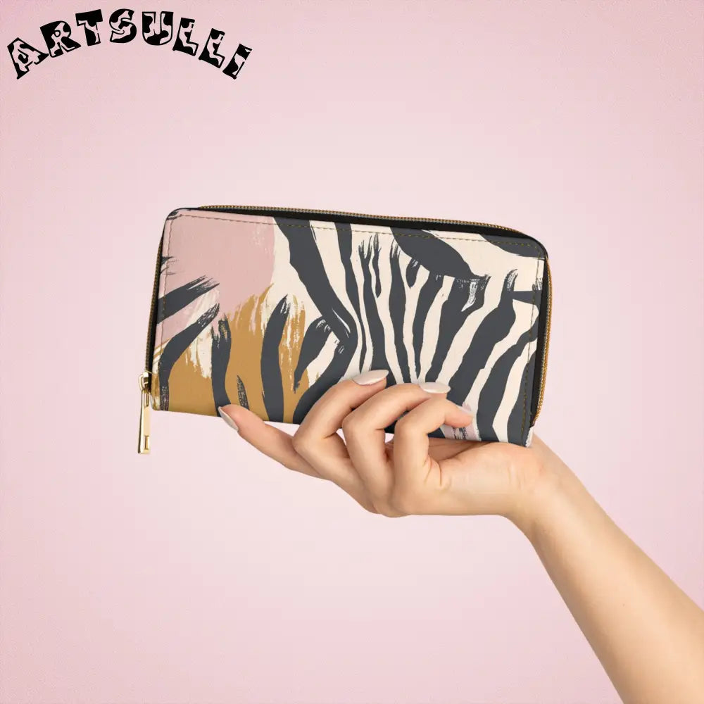 JAKKOUTTHEBXX Abstract Pink Brown Zebra Wallet for Credit Cards