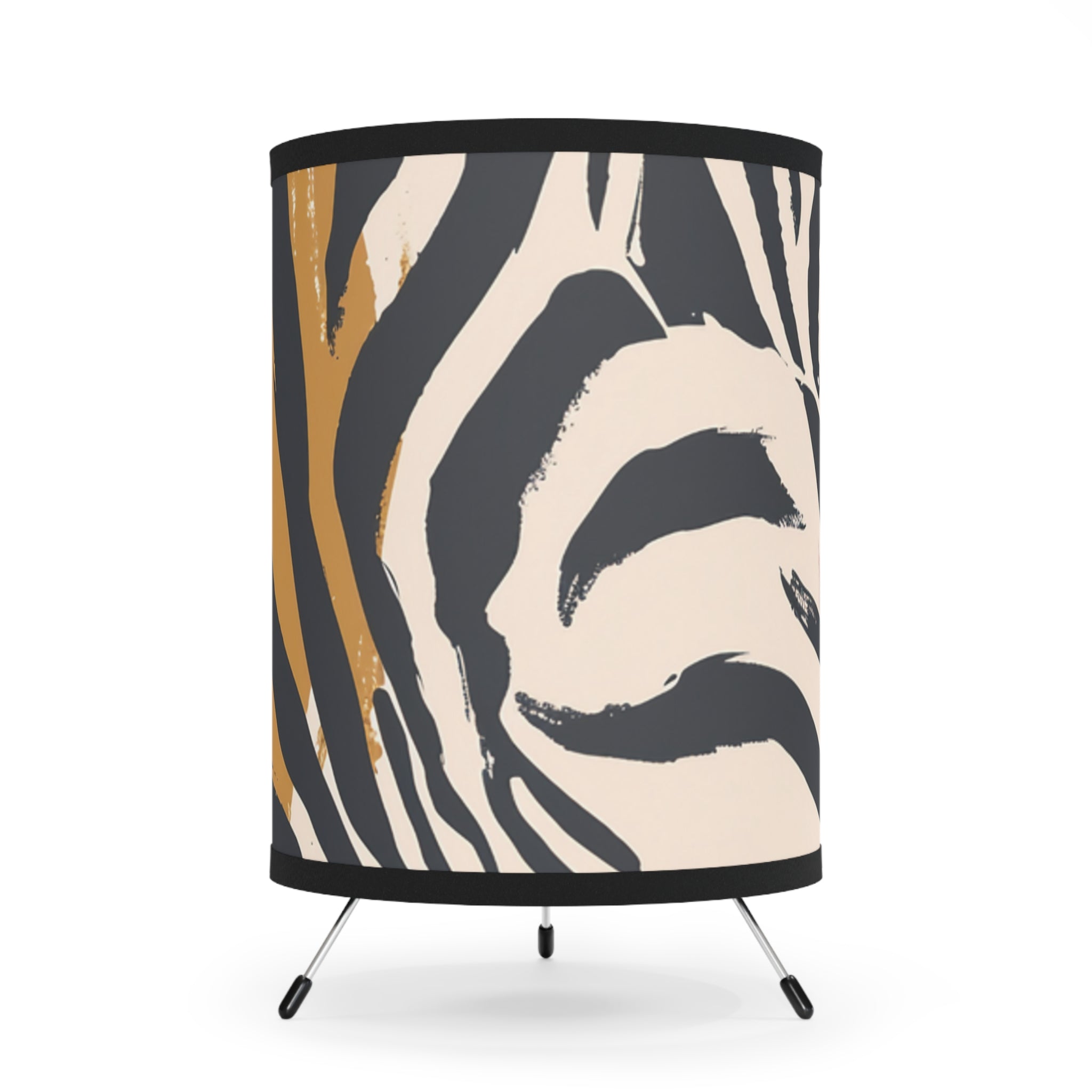 Zebra Brush Strokes Tripod Lamp with High-Res Printed Shade, US\CA plug, Artsulli - Art is Long, Life is Short, Home Decor, Size, One size, Color, Black, , , 17621963246361