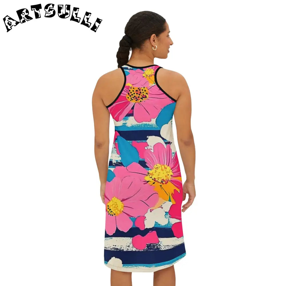 JAKKOUTTHEBXX Dayglo Floral Stripes Multi-Color Women’s Racerback