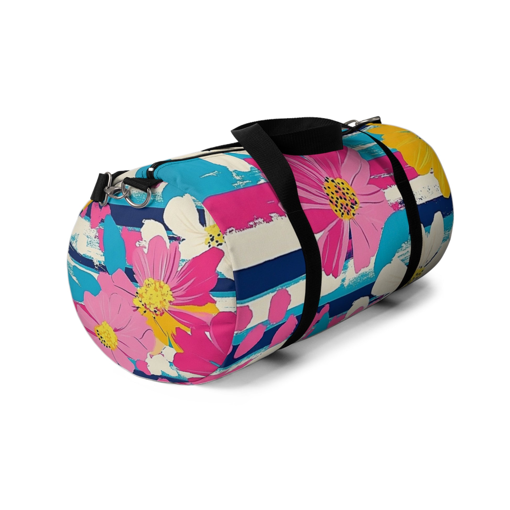 Dayglo Floral Stripes II Multi-Color Duffel Bag, Artsulli - Art is Long, Life is Short, Bags, , , , , , , 