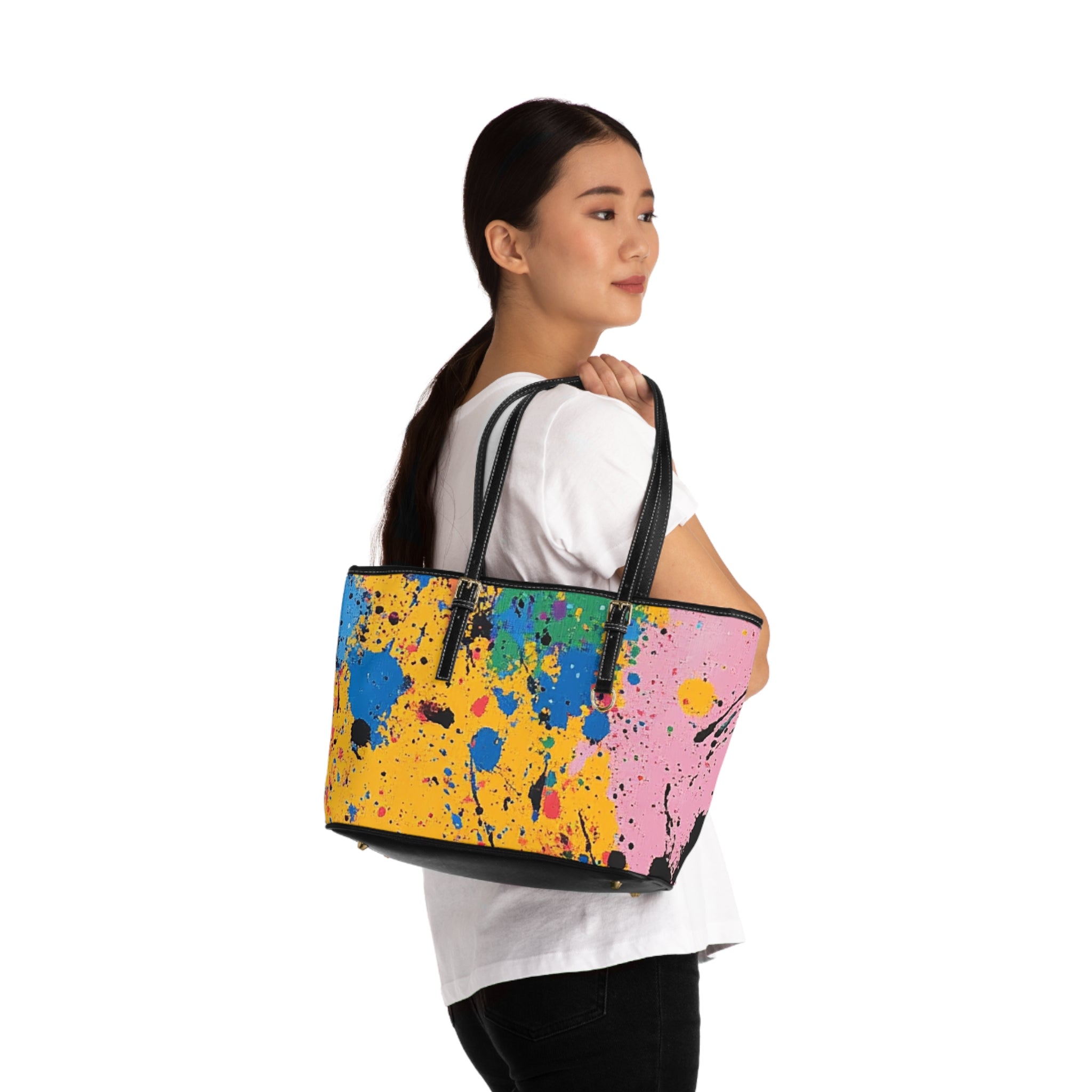 The Colors Of Paint Splatter PU Leather Shoulder Bag, Artsulli - Art is Long, Life is Short, Bags, , , , , , , 