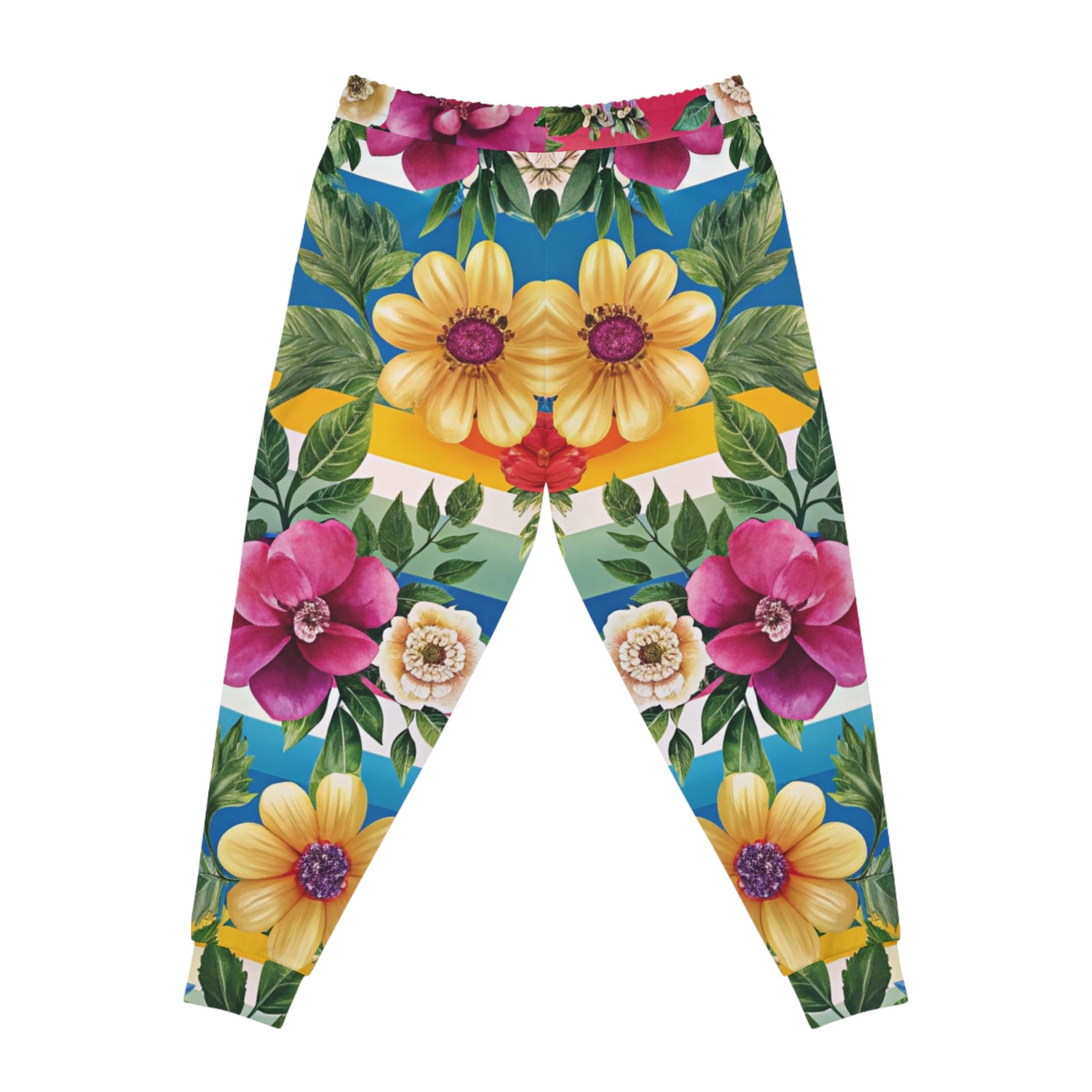 Floral Stripe 4K II Athletic Joggers (AOP), Artsulli - Art is Long, Life is Short, All Over Prints, , , , , , , 