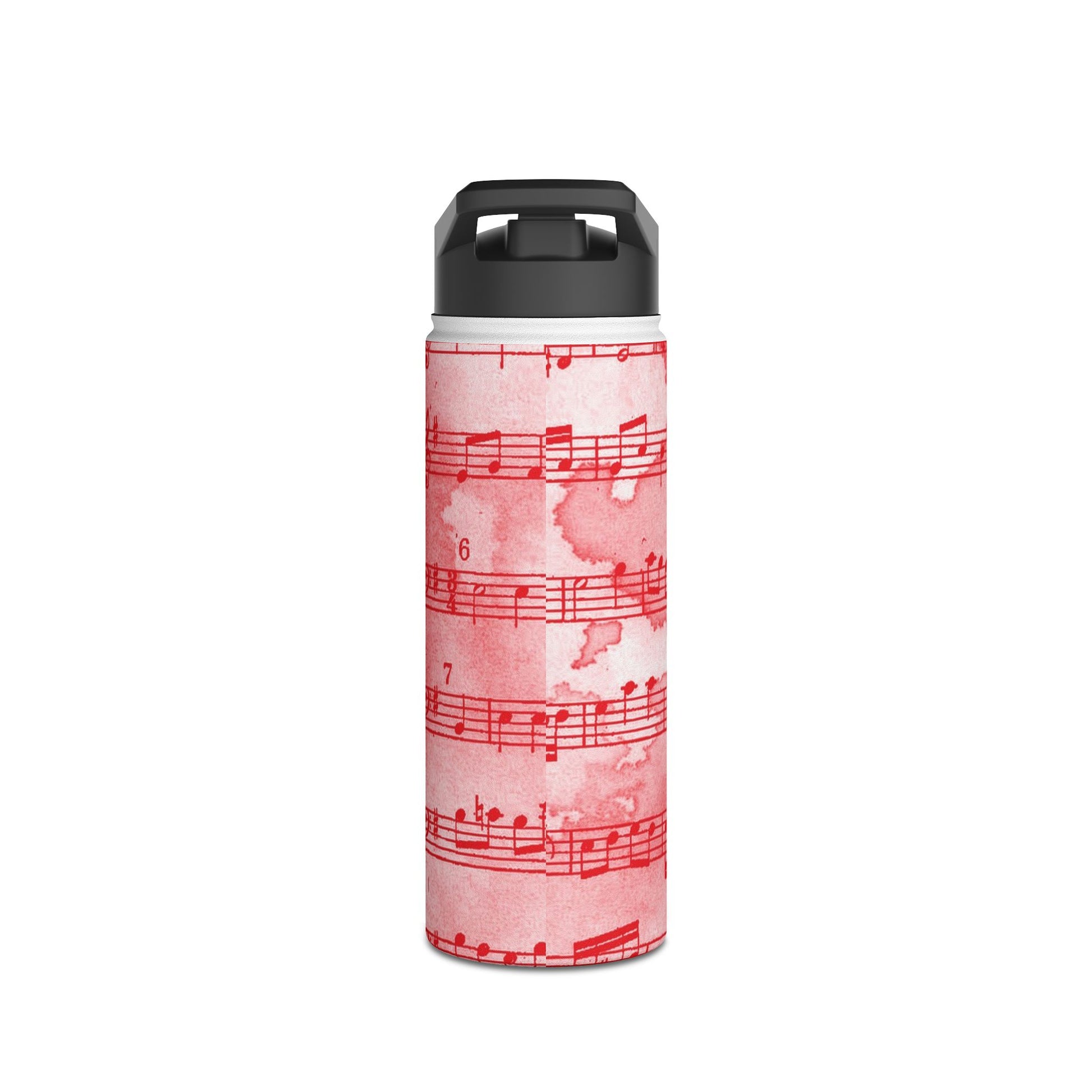 Drip Spill Type Beat Sheet Music Red Stainless Steel Water Bottle, Standard Lid, Artsulli - Art is Long, Life is Short, Mug, , , , , , , 