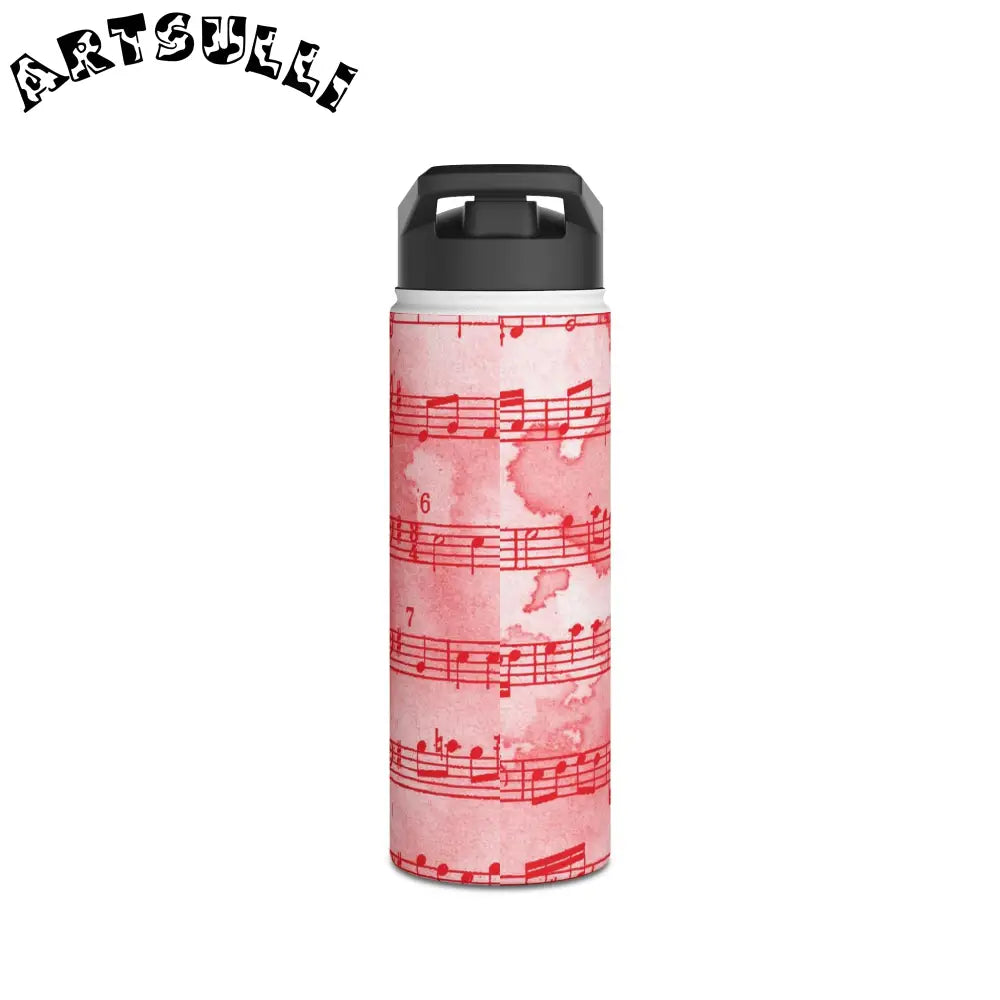 JAKKOUTTHEBXX Pink Steel Water Bottle with Red Musical Notes 2025