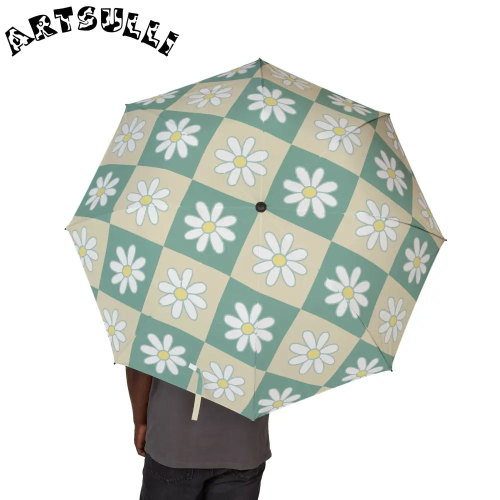 JAKKOUTTHEBXX Retro Daisy Checkerboard Green and Tan Semi-Automatic
