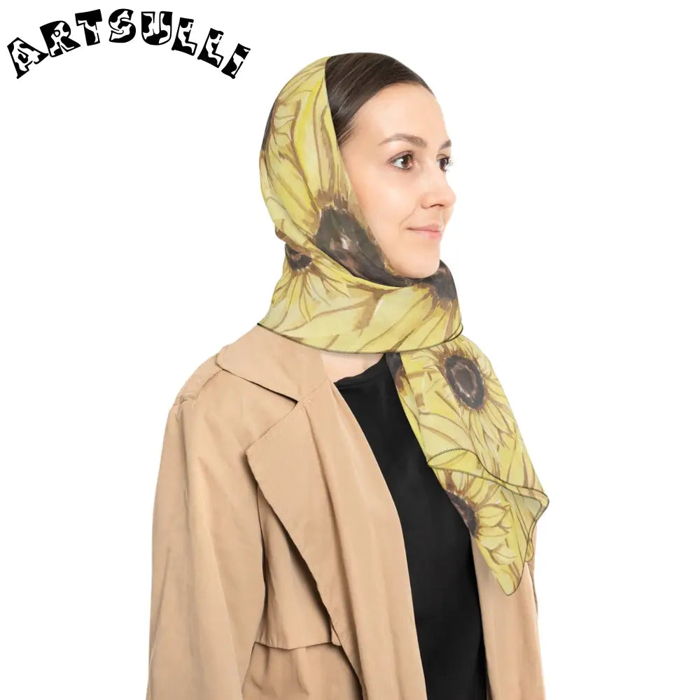 JAKKOUTTHEBXX Retro Anime Sunflower Poly Scarf JAKKOUTTHEBXX