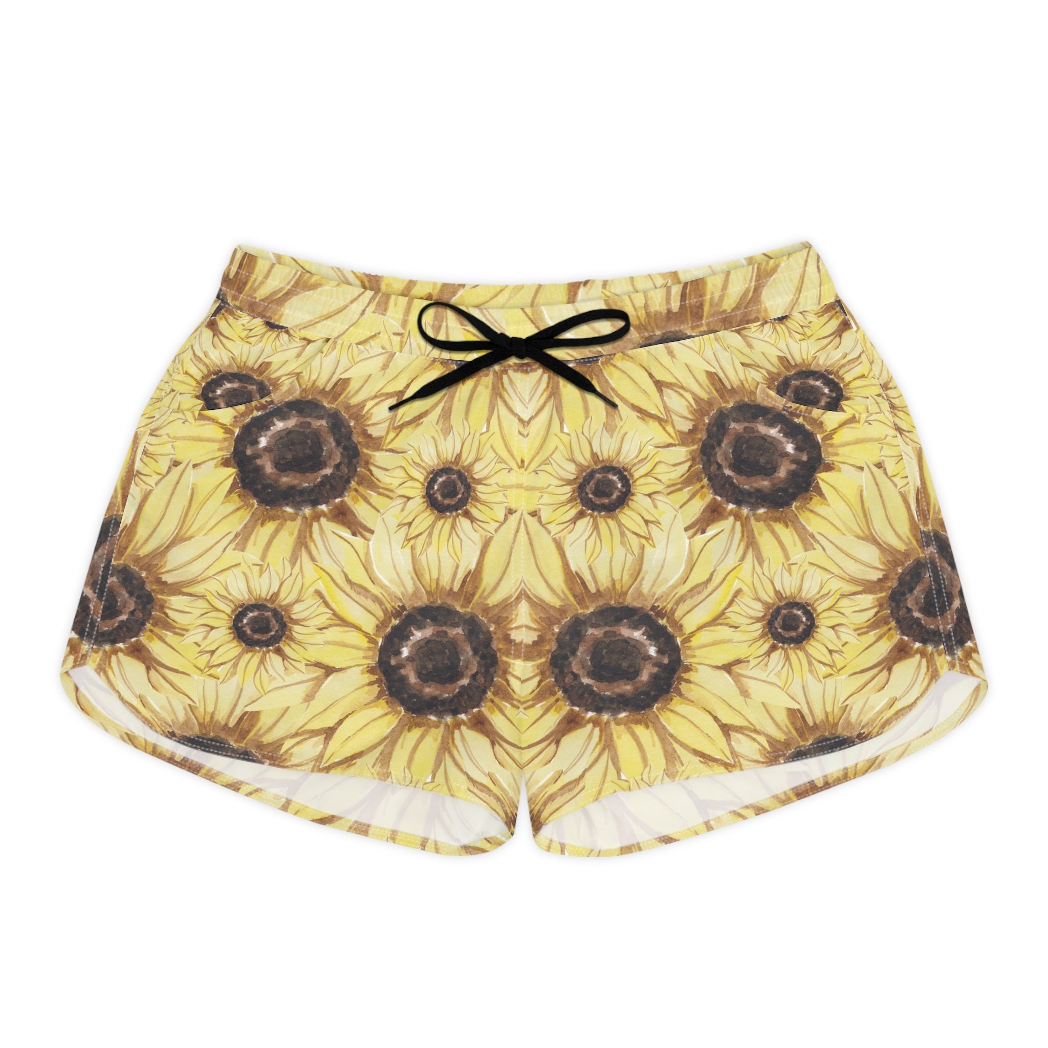 Retro Anime Sunflower Women's Casual Shorts (AOP), Artsulli - Art is Long, Life is Short, All Over Prints, Size, S, Color, Black drawstring, , , 18506734546262302136