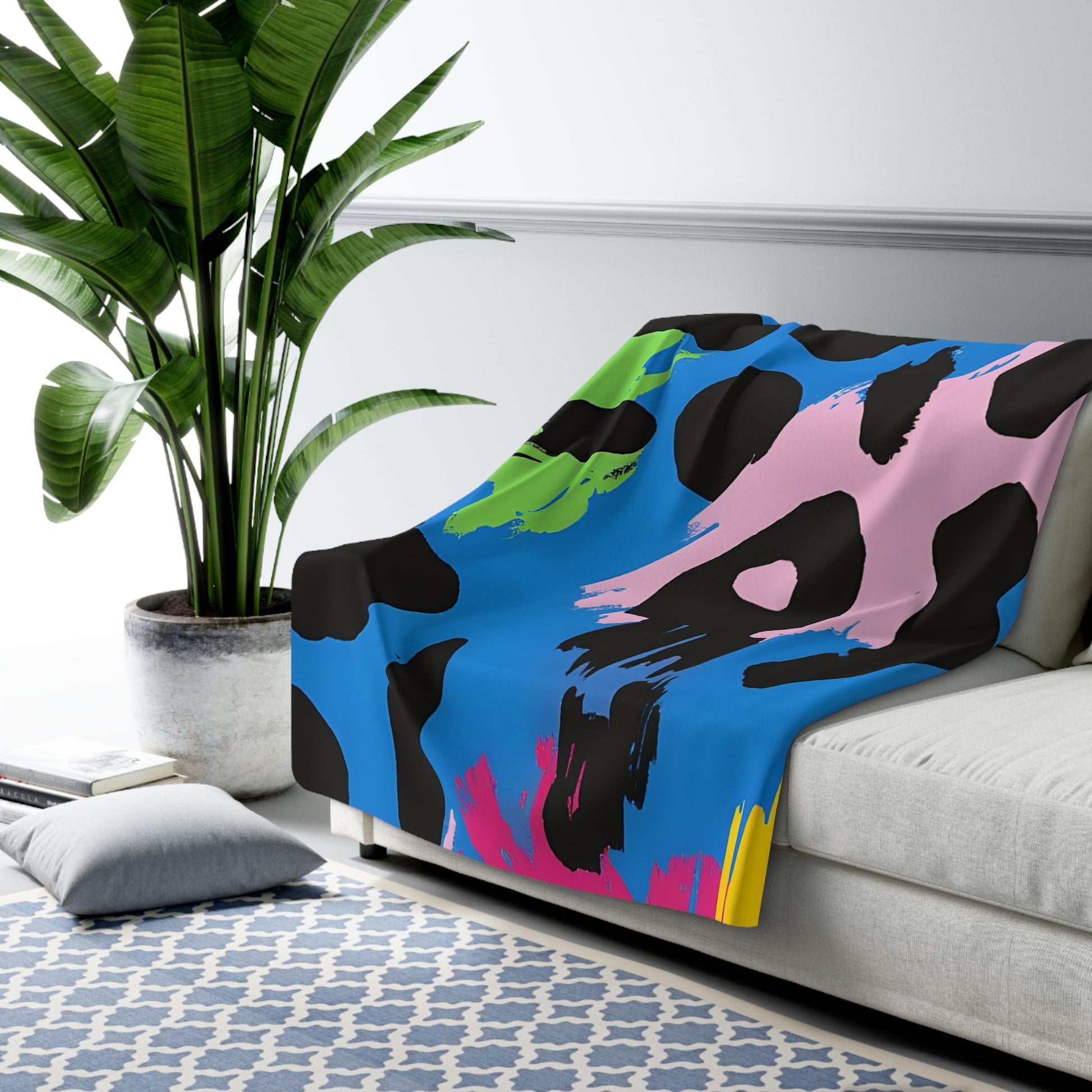 90s Neon Sherpa Fleece Blanket, Artsulli - Art is Long, Life is Short, Home Decor, , , , , , , 