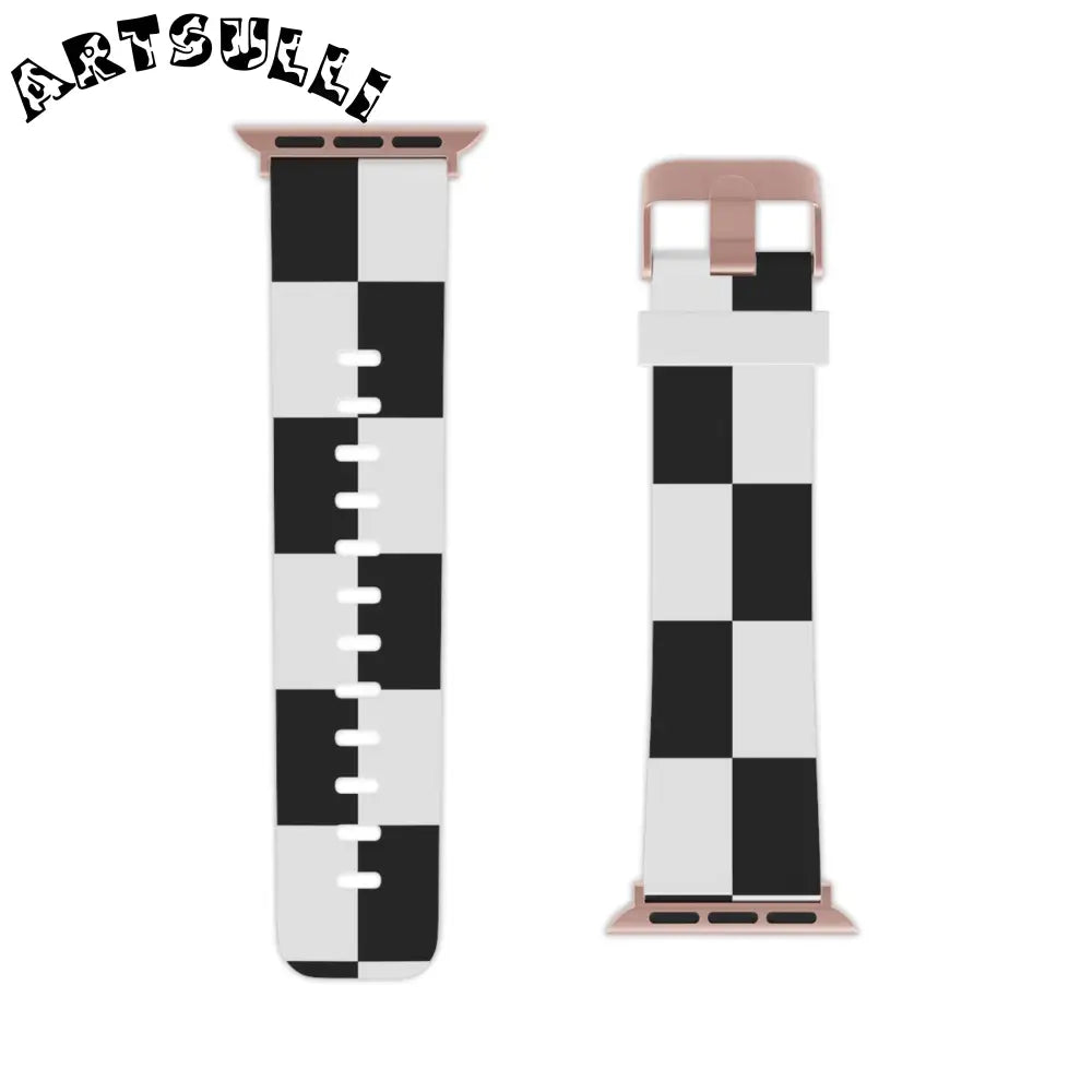 JAKKOUTTHEBXX Checkerboard Black and White Watch Band for Apple