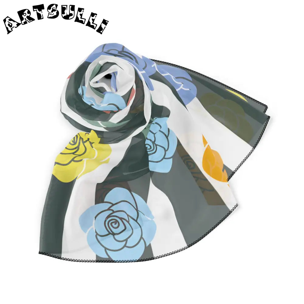 JAKKOUTTHEBXX Stripes x Roses II Black and White Poly Scarf