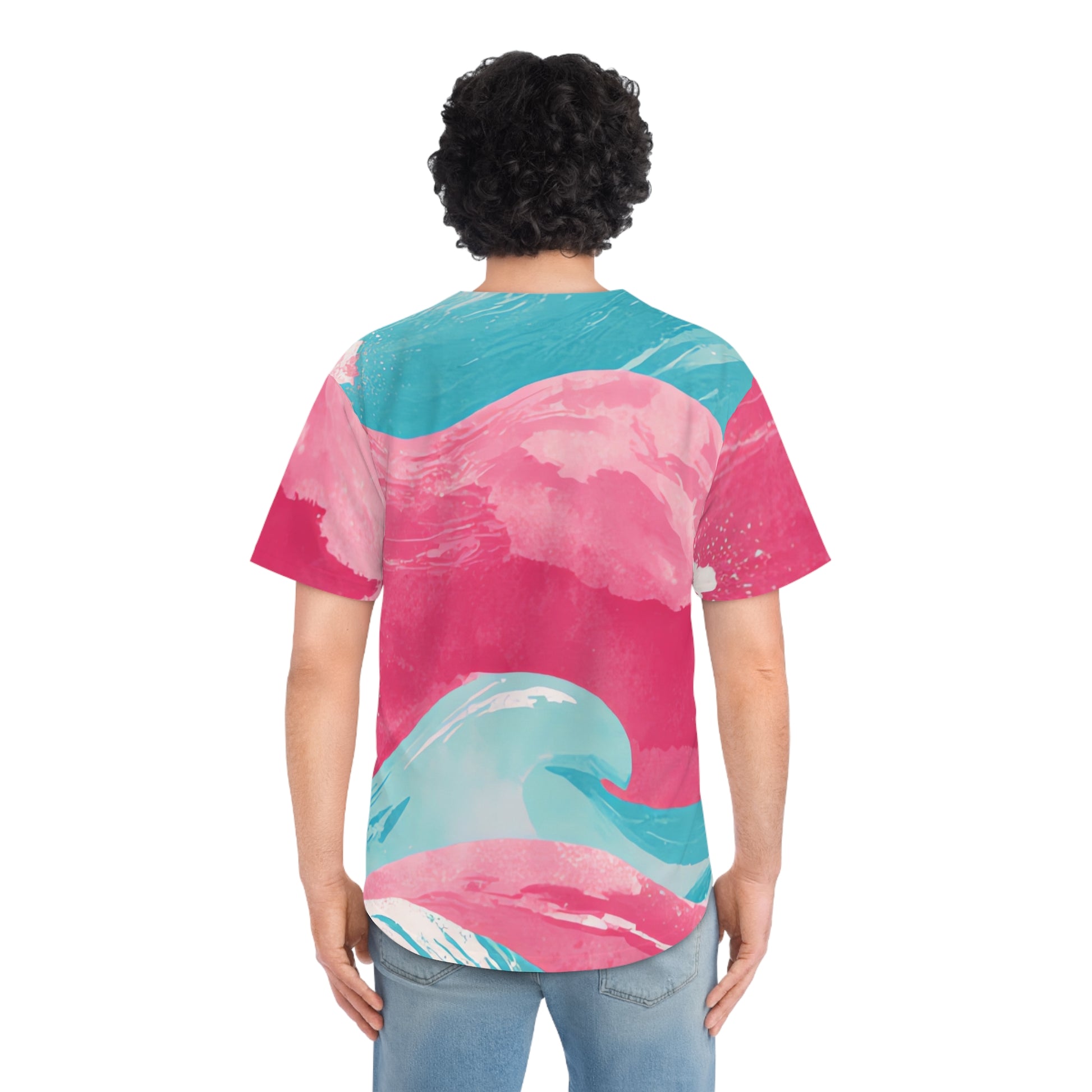 The Great Pastelwave Pink and Blue Men's Baseball Jersey (AOP), Artsulli - Art is Long, Life is Short, All Over Prints, , , , , , , 