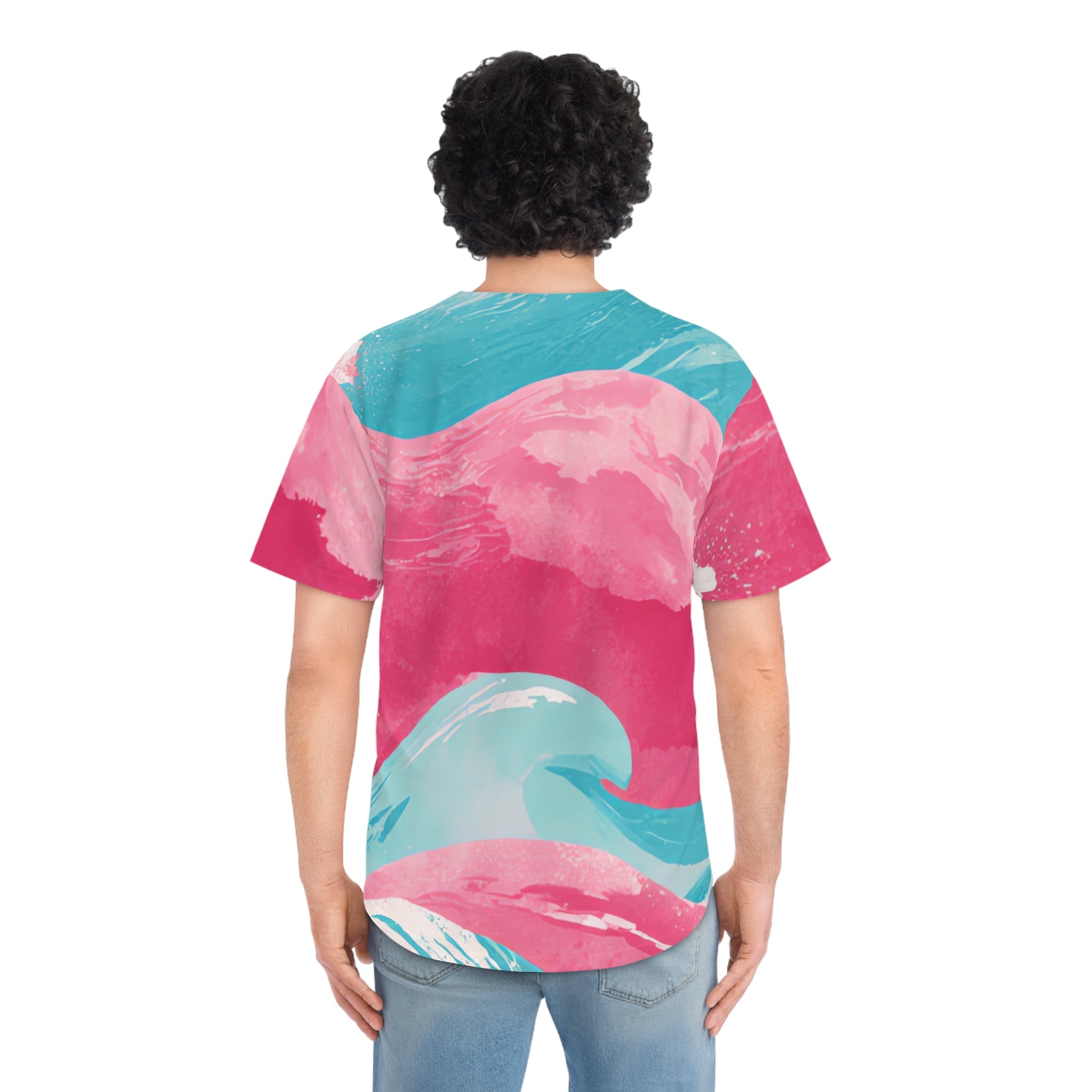 The Great Pastelwave Pink and Blue Men's Baseball Jersey (AOP), Artsulli - Art is Long, Life is Short, All Over Prints, , , , , , , 