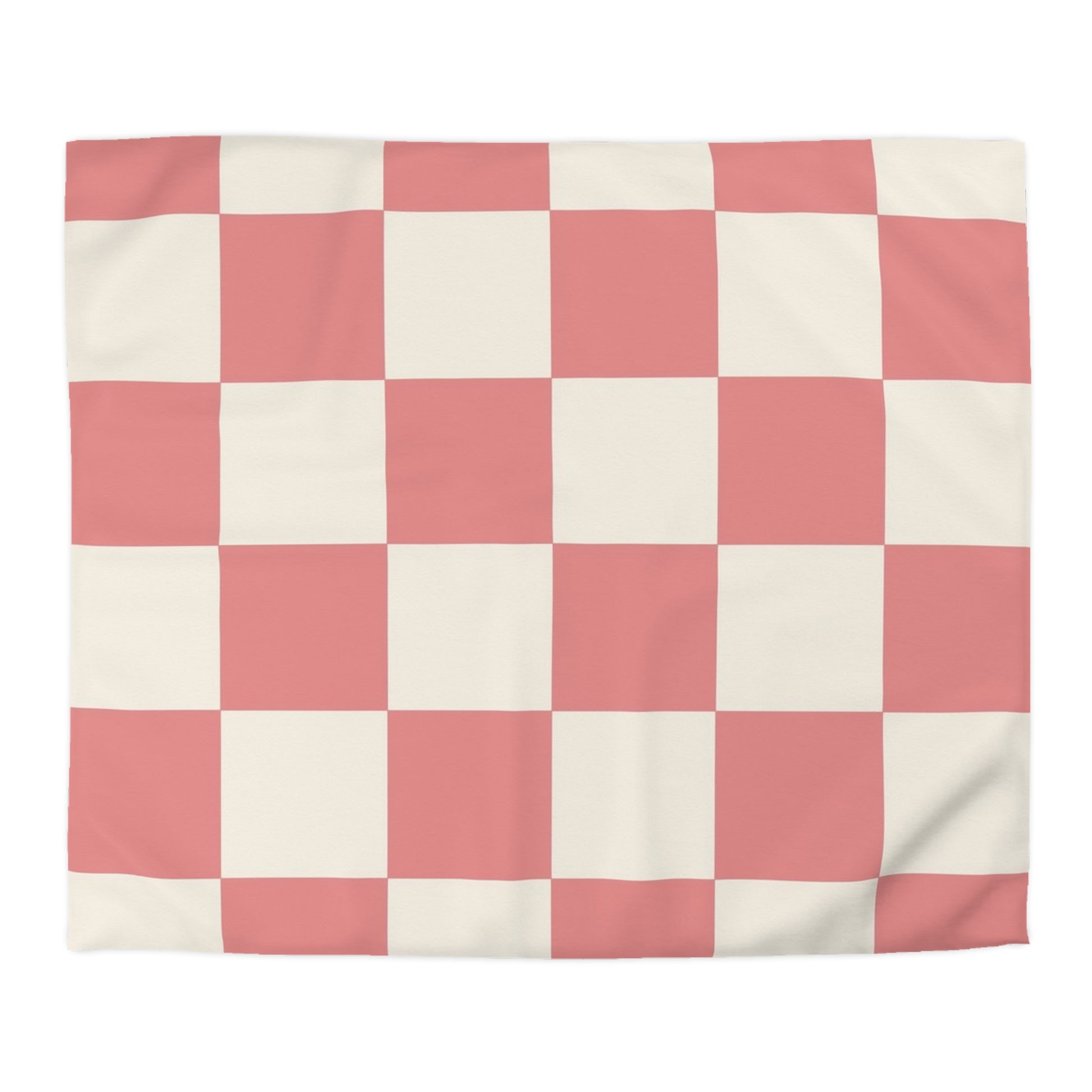 Retro Checkered Grassland Sprites Microfiber Duvet Cover, Artsulli - Art is Long, Life is Short, Home Decor, Size, King, Color, Cream, , , 30161599212331548688