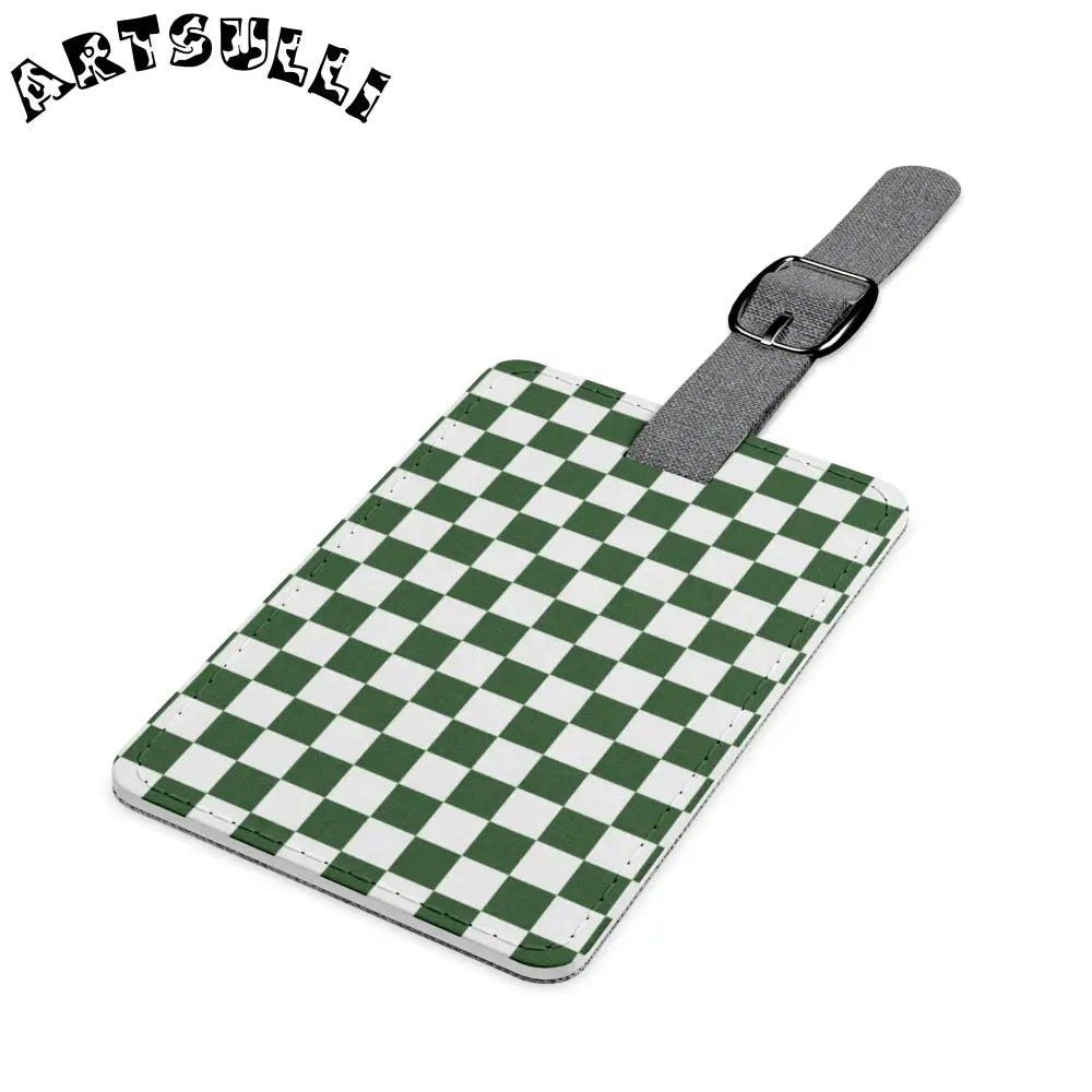 JAKKOUTTHEBXX Checkerboard White and Dark Green Saffiano Polyester