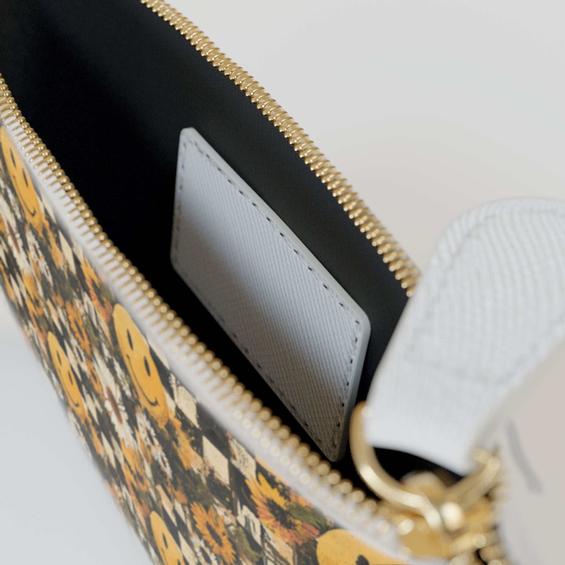 Smiley Face x Checkerboard x Sunflowers x Trippy x Vintage Black and Yellow Mini Clutch Bag, Artsulli - Art is Long, Life is Short, Bags, , , , , , , 