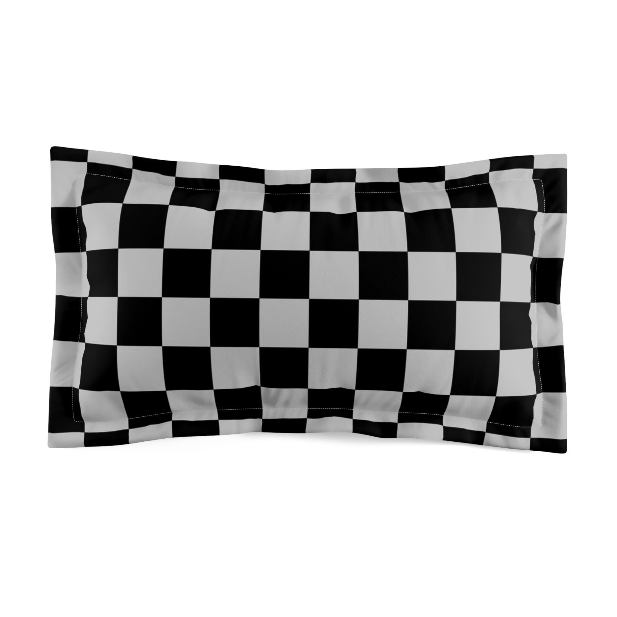 Checkerboard Dada Black and Light Gray Microfiber Pillow Sham, Artsulli - Art is Long, Life is Short, Home Decor, Size, King, , , , , 19110550330521484261
