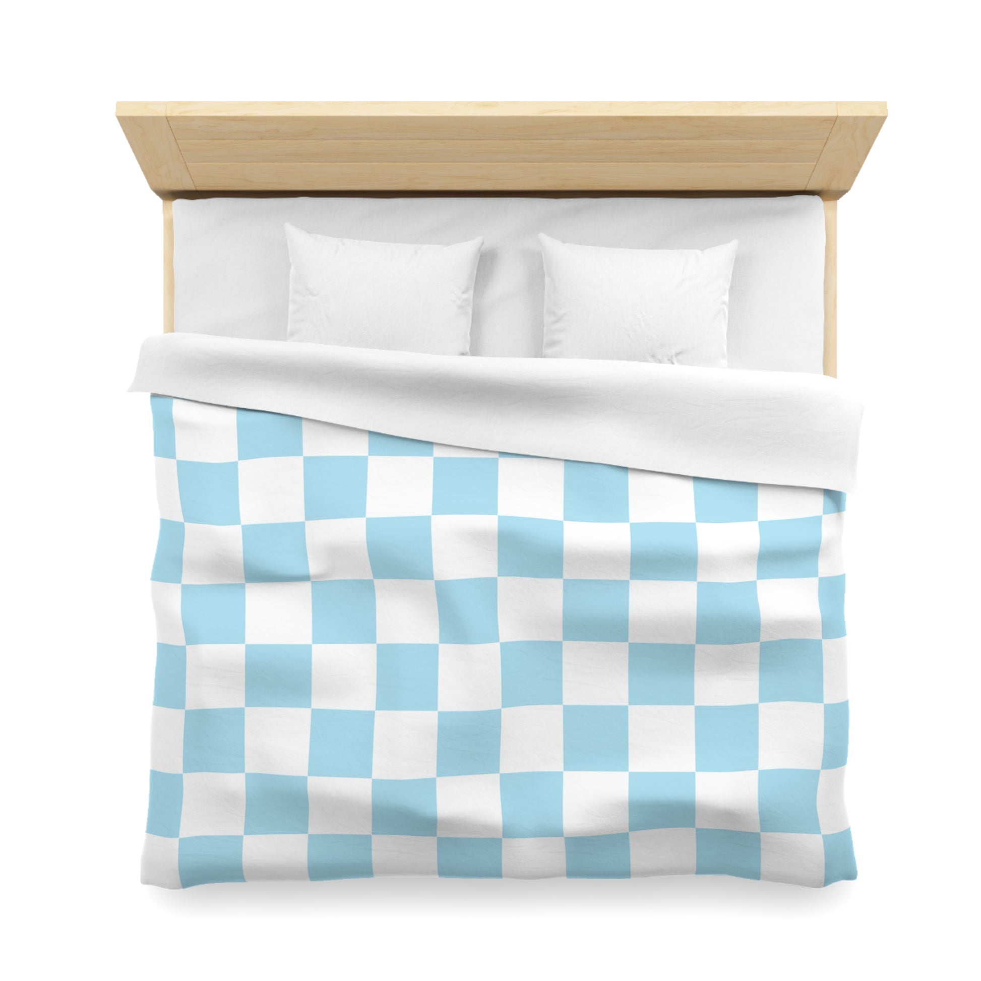 Checkerboard Sky Blue Microfiber Duvet Cover, Artsulli - Art is Long, Life is Short, Home Decor, , , , , , , 