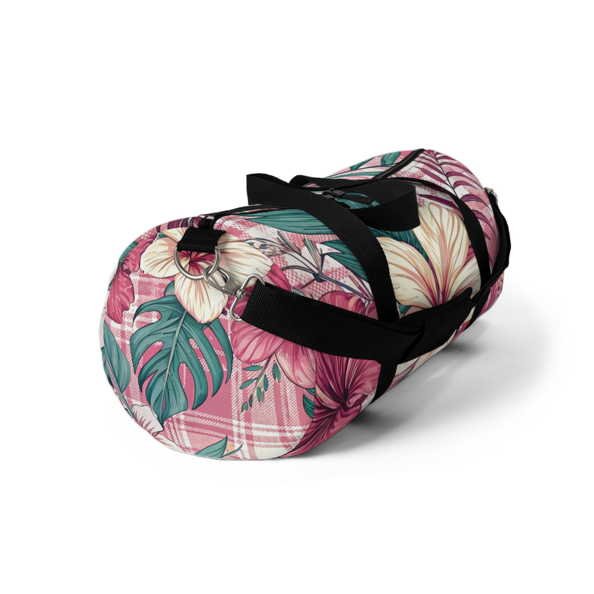 Plaid x Floral Burgundy and Green Duffel Bag, Artsulli - Art is Long, Life is Short, Bags, , , , , , , 