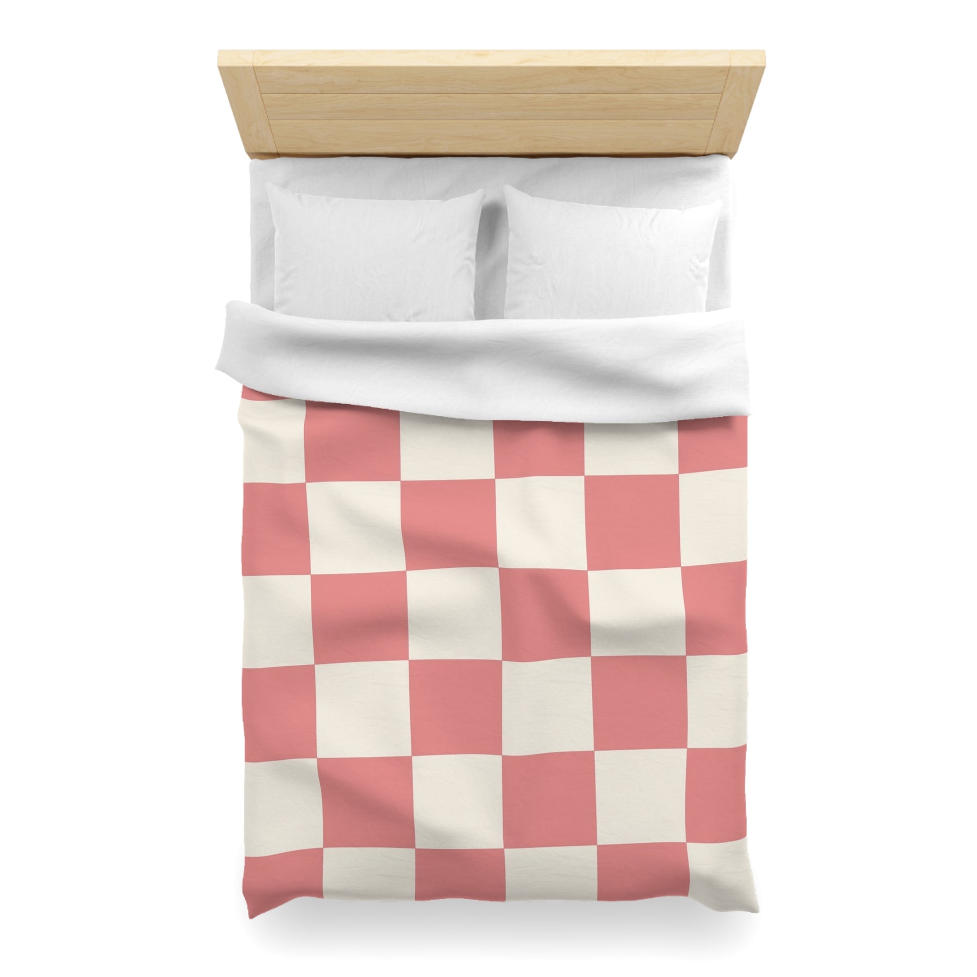 Retro Checkered Grassland Sprites Microfiber Duvet Cover, Artsulli - Art is Long, Life is Short, Home Decor, , , , , , , 