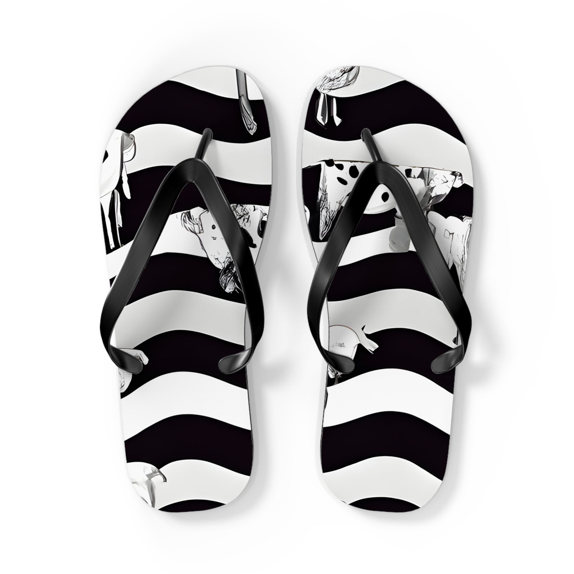 Cruellas Cattle Line Flip Flops, Artsulli - Art is Long, Life is Short, Shoes, Size, L, Color, Black sole, , , 36684427747320