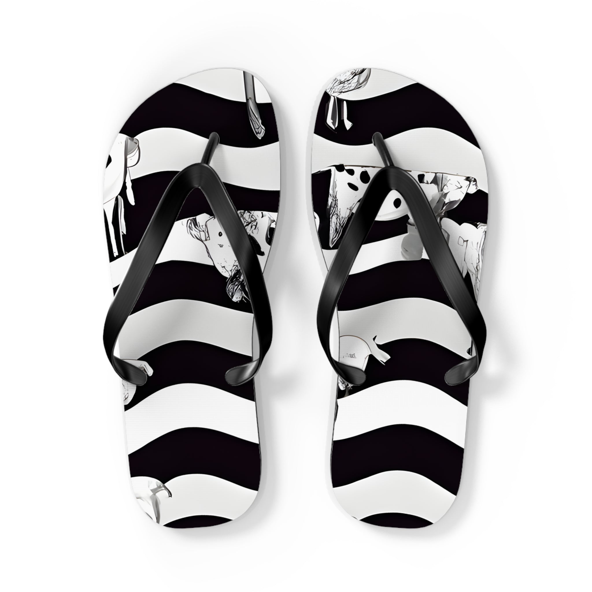 Cruellas Cattle Line Flip Flops, Artsulli - Art is Long, Life is Short, Shoes, Size, L, Color, Black sole, , , 36684427747320