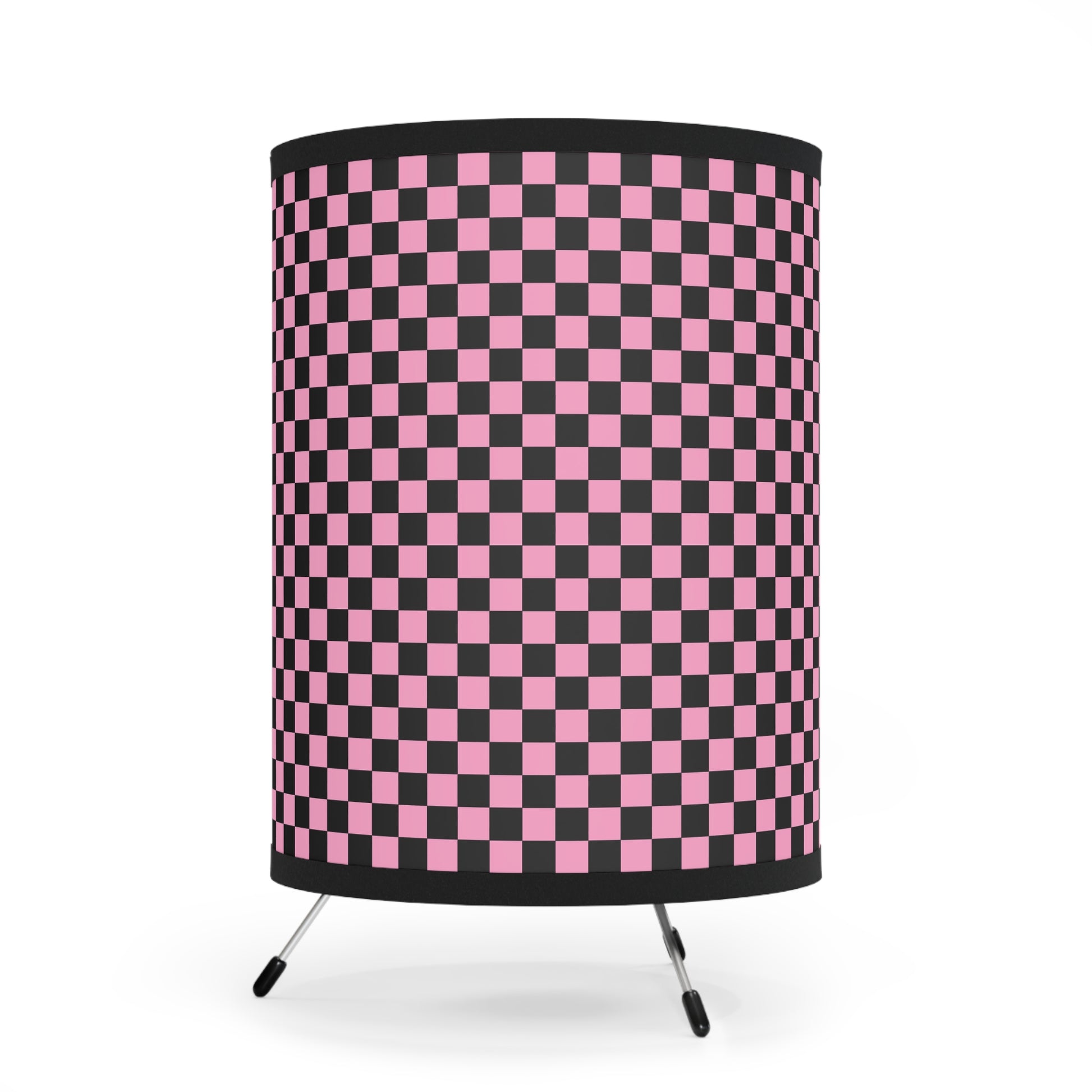 Checkerboard Black and Pink Tripod Lamp with High-Res Printed Shade, US\CA plug, Artsulli - Art is Long, Life is Short, Home Decor, , , , , , , 