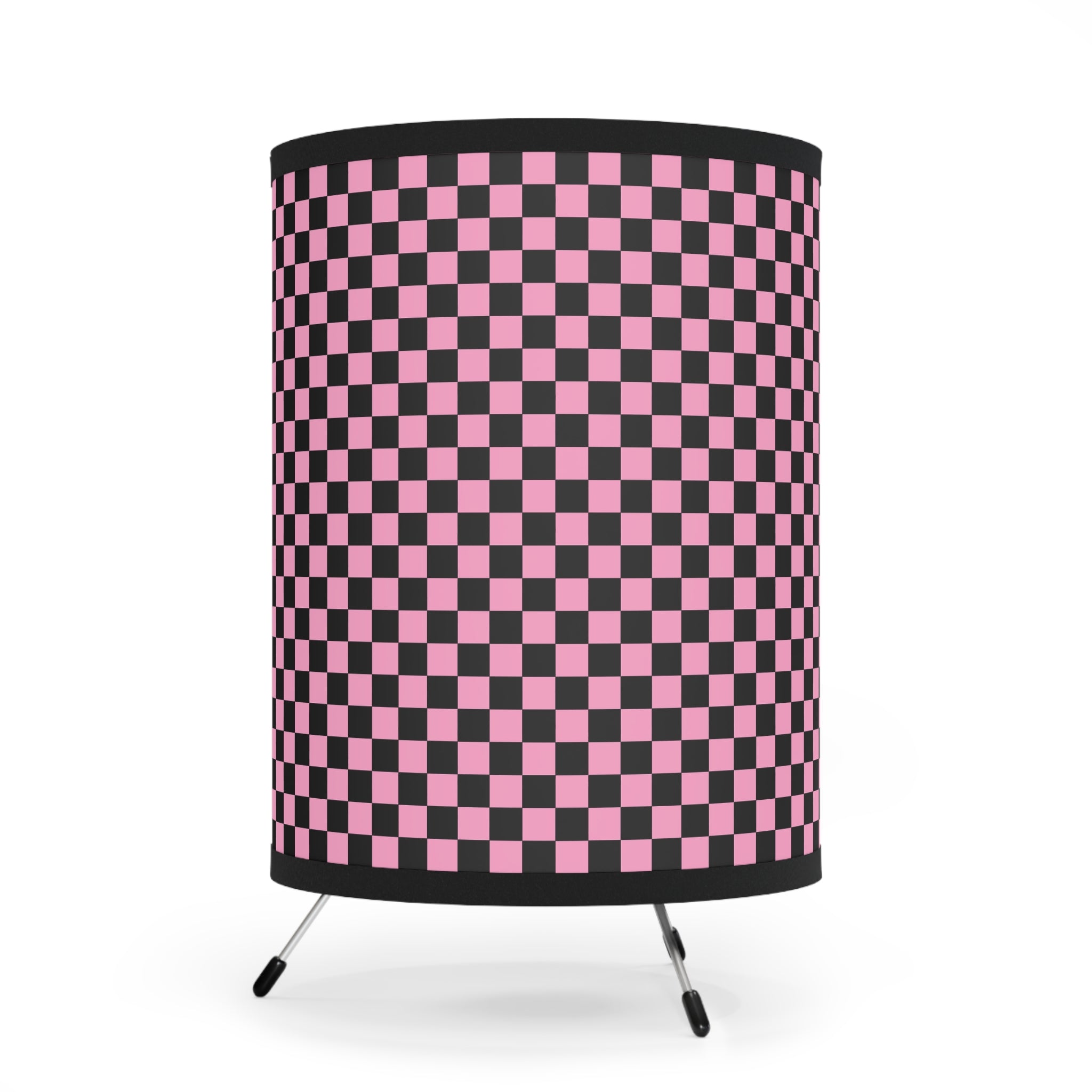 Checkerboard Black and Pink Tripod Lamp with High-Res Printed Shade, US\CA plug, Artsulli - Art is Long, Life is Short, Home Decor, , , , , , , 