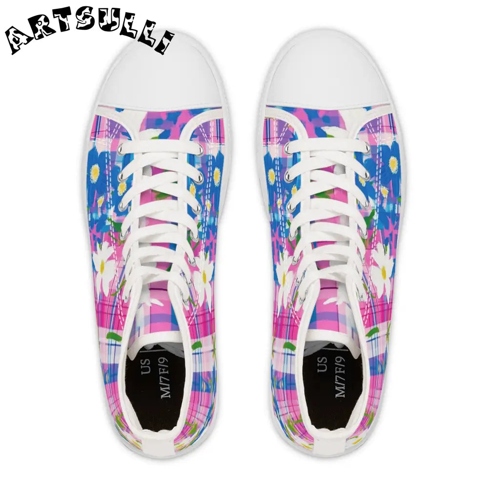 JAKKOUTTHEBXX Plaid Garden III Pink and Purple Women’s High Top