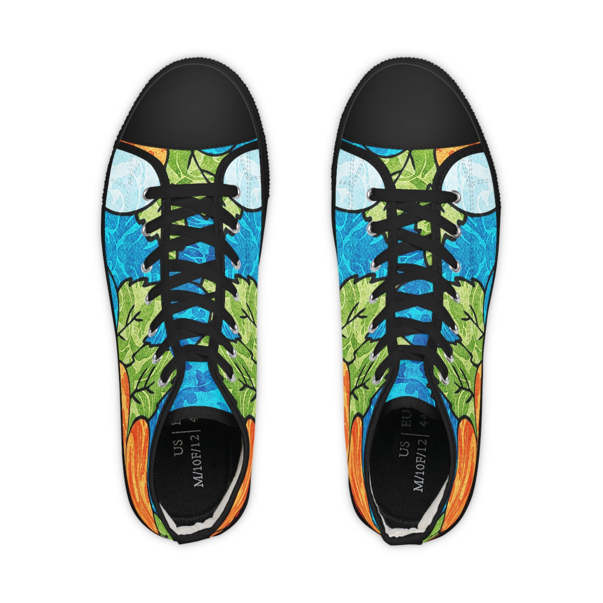 Blue Orange Groovy Men's High Top Sneakers, Artsulli - Art is Long, Life is Short, Shoes, , , , , , , 