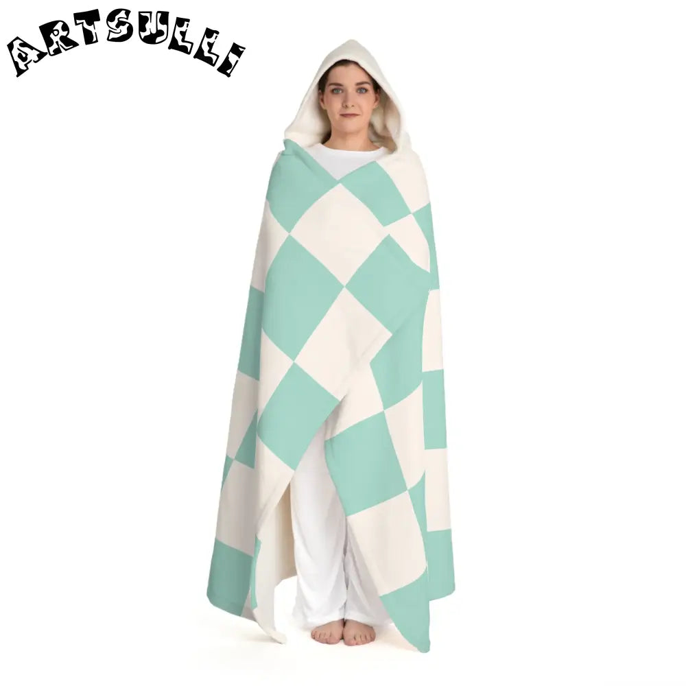 JAKKOUTTHEBXX Checkered Illustration Printed Sherpa Fleece Blanket 2025