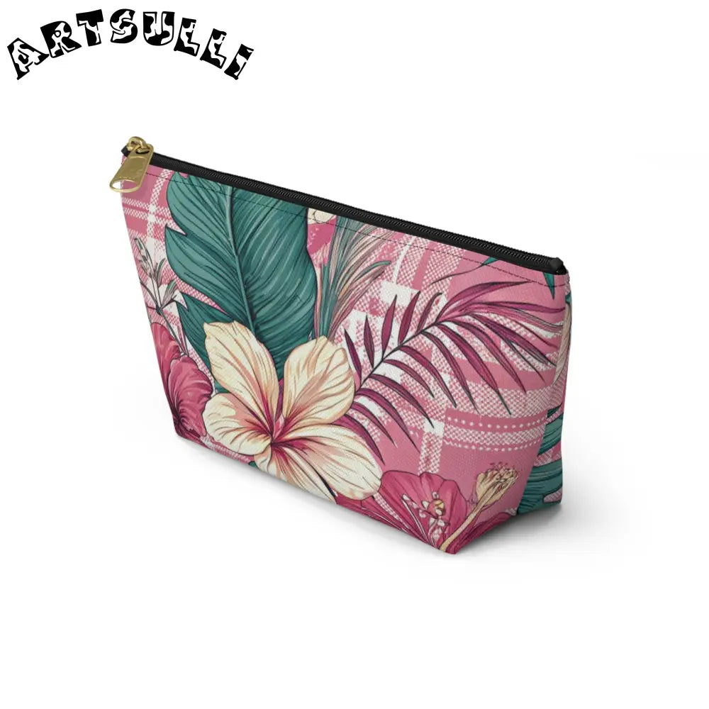 JAKKOUTTHEBXX Plaid x Floral Burgundy and Green Accessory Pouch w