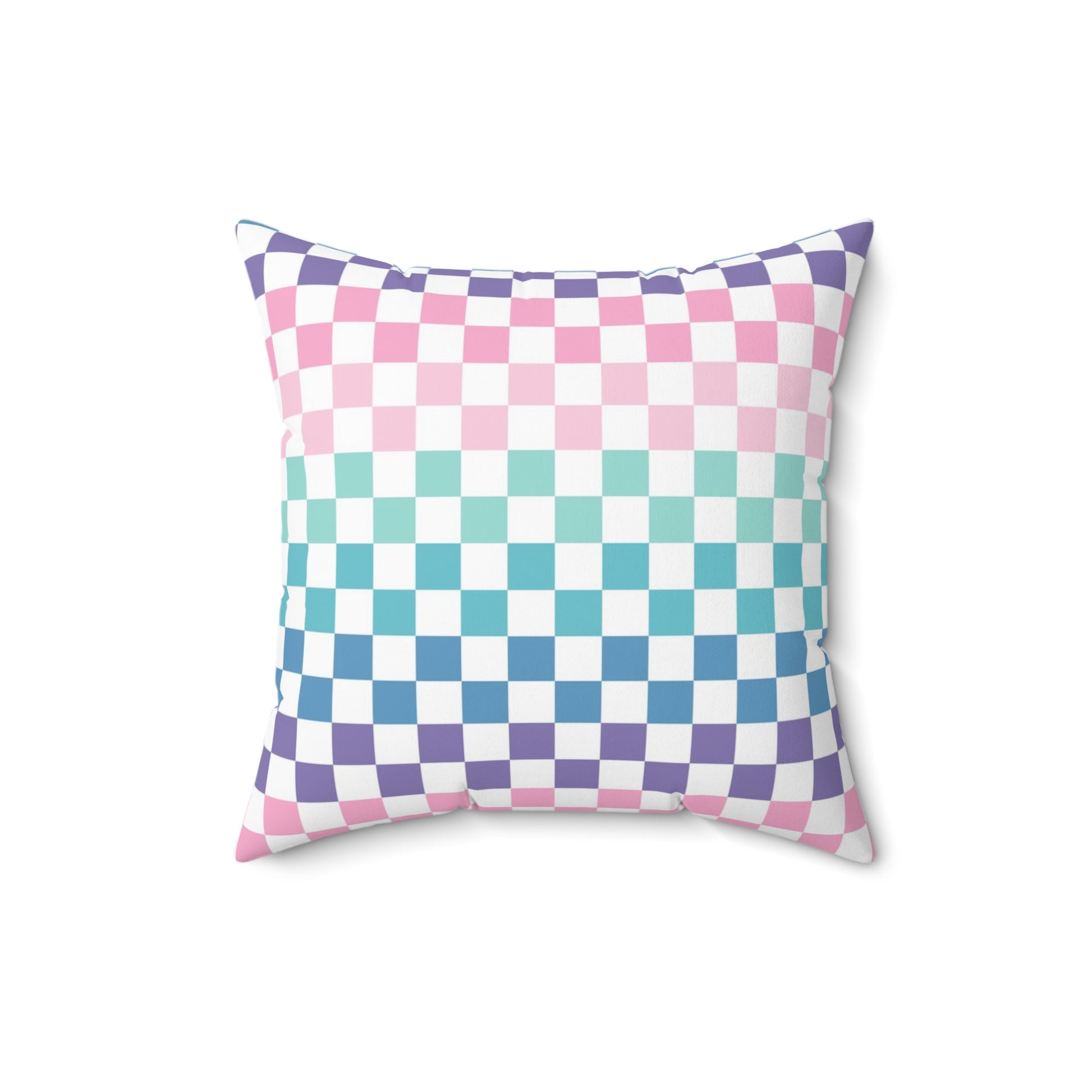 Vaporwave Rainbow  Checkerboard Multi-Color Spun Polyester Square Pillow, Artsulli - Art is Long, Life is Short, Home Decor, , , , , , , 