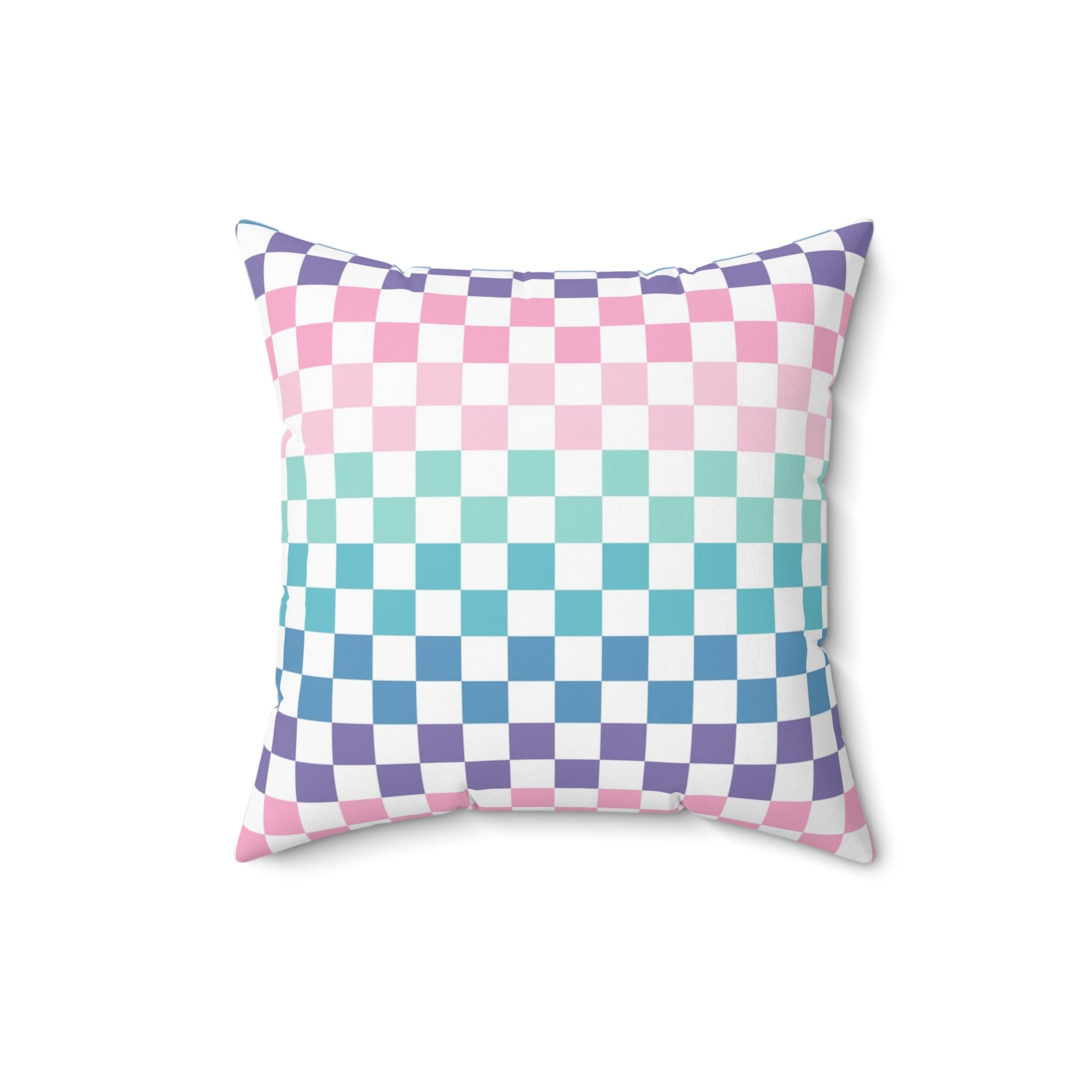 Vaporwave Rainbow  Checkerboard Multi-Color Spun Polyester Square Pillow, Artsulli - Art is Long, Life is Short, Home Decor, , , , , , , 
