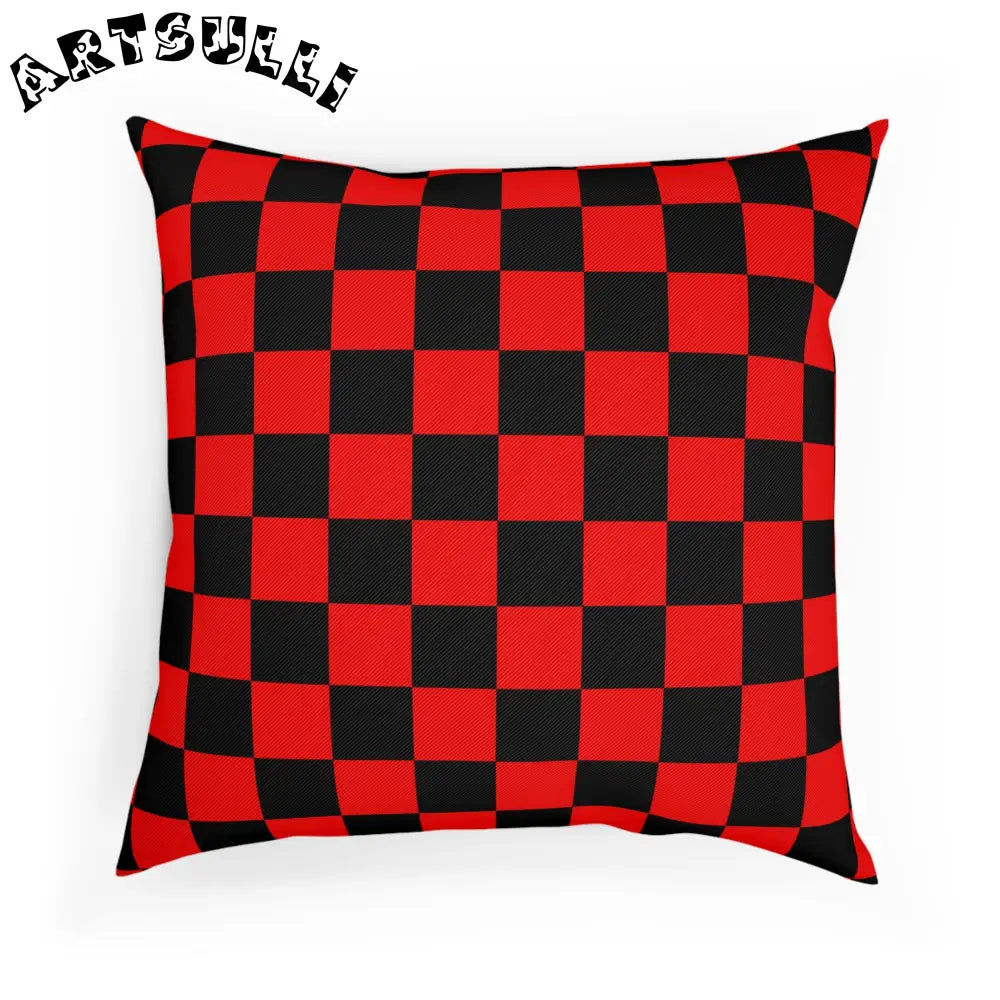 JAKKOUTTHEBXX Checkerboard Red and Black Cushion JAKKOUTTHEBXX