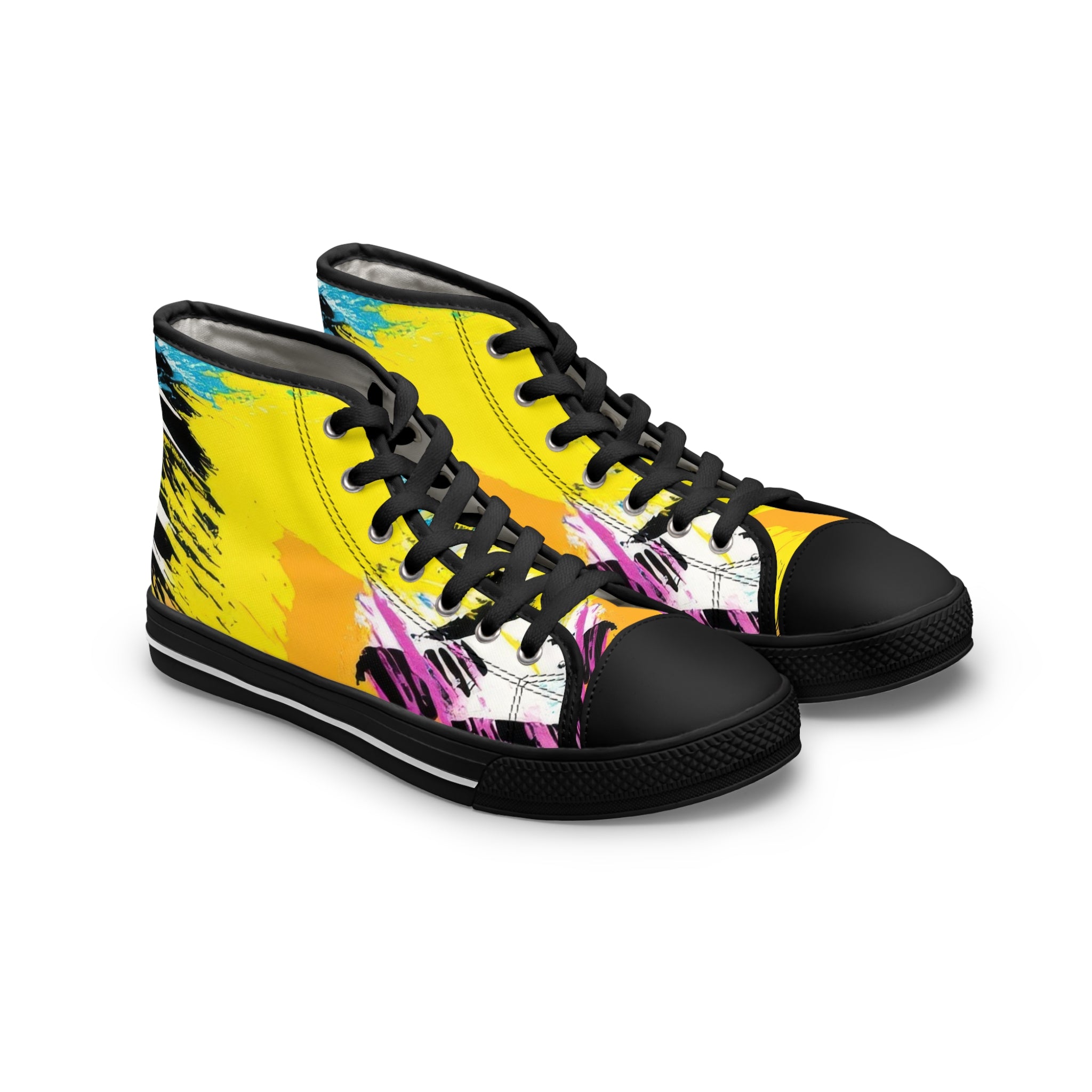 Zebra Stripes x Leopard Print x Paint Splatter Multi-Color Women's High Top Sneakers, Artsulli - Art is Long, Life is Short, Shoes, Size, US 5.5, Color, Black sole, , , 17961587483750