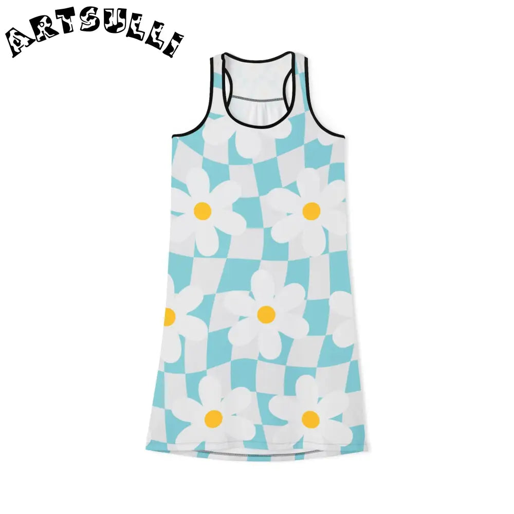 JAKKOUTTHEBXX Trippy Check Garden Women’s Racerback Dress (AOP)