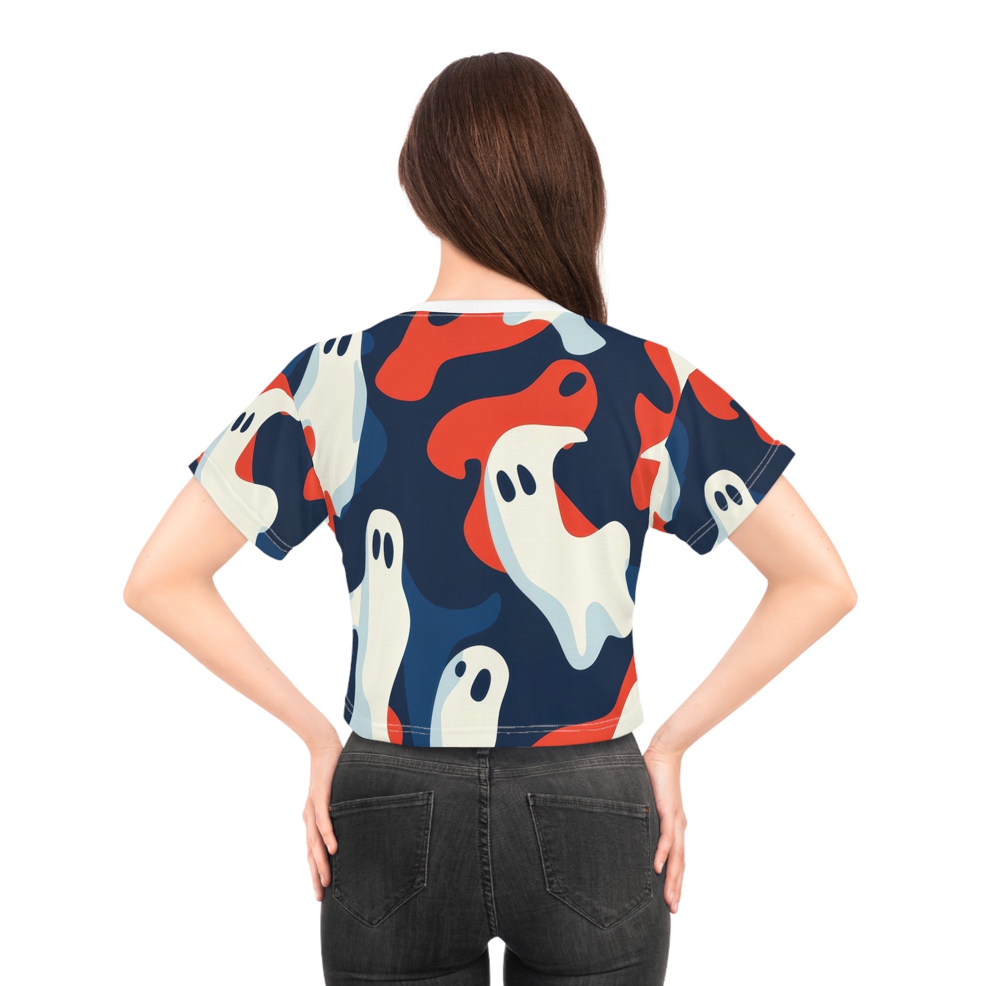Camo Ghosts Crop Tee (AOP), Artsulli - Art is Long, Life is Short, All Over Prints, , , , , , , 