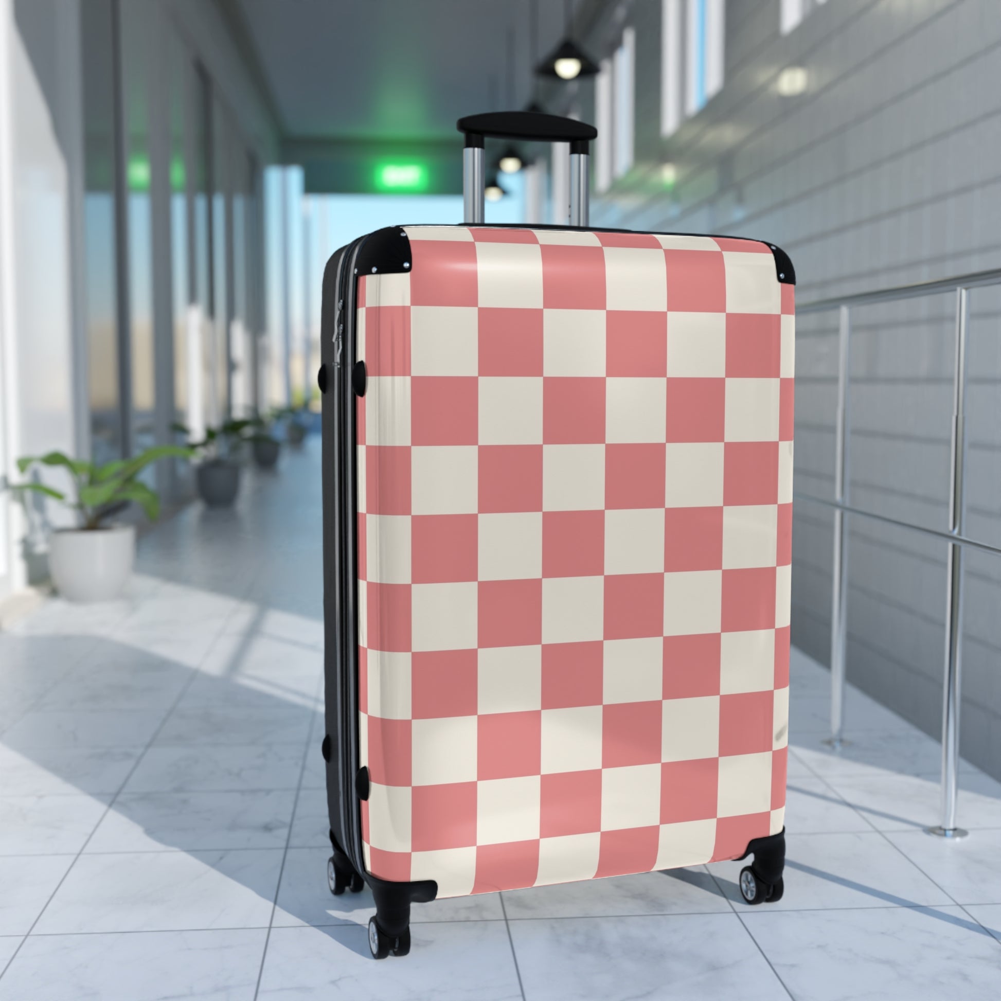Retro Checkered Grassland Sprites Suitcase, Artsulli - Art is Long, Life is Short, Bags, , , , , , , 