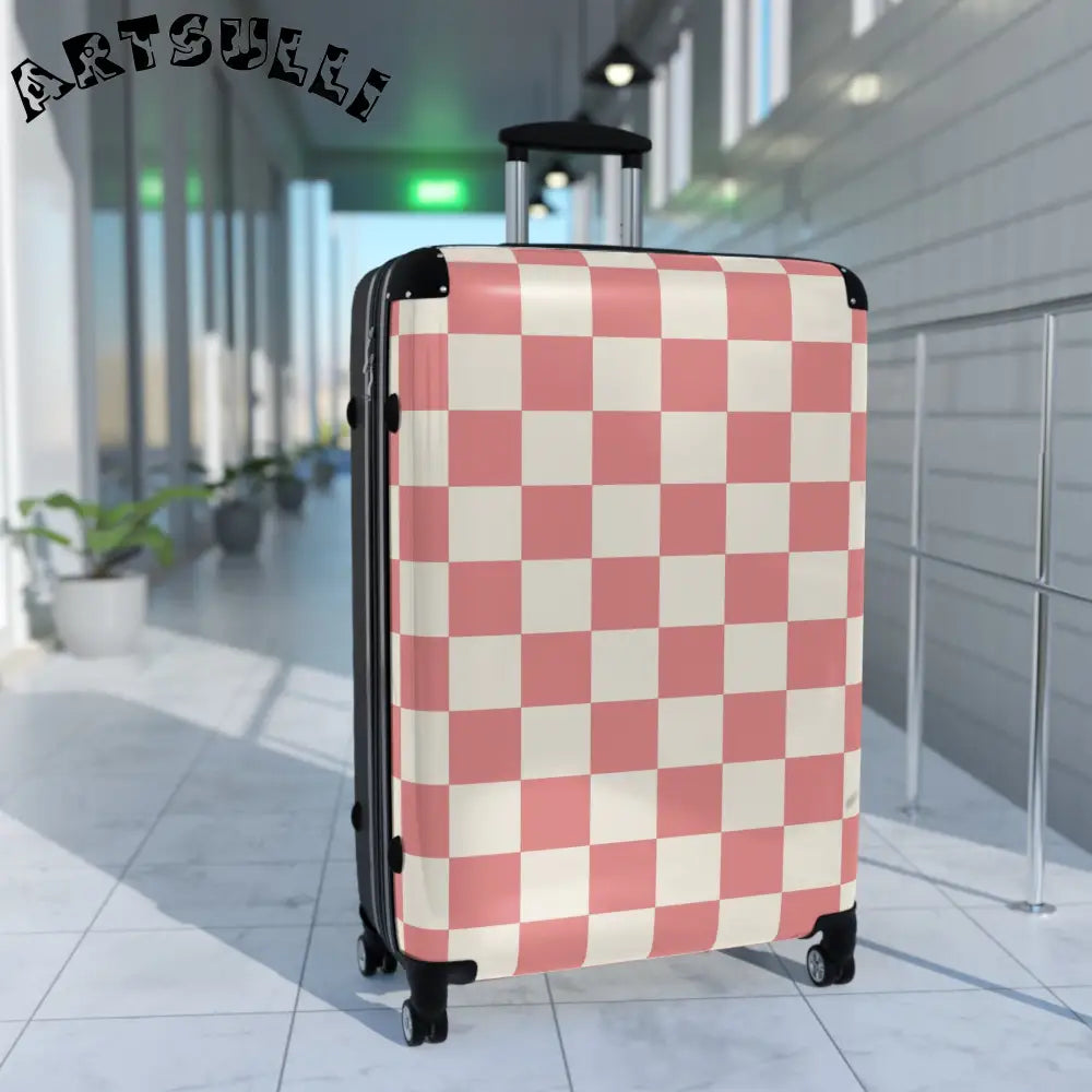 JAKKOUTTHEBXX Retro Checkered Grassland Sprites Suitcase