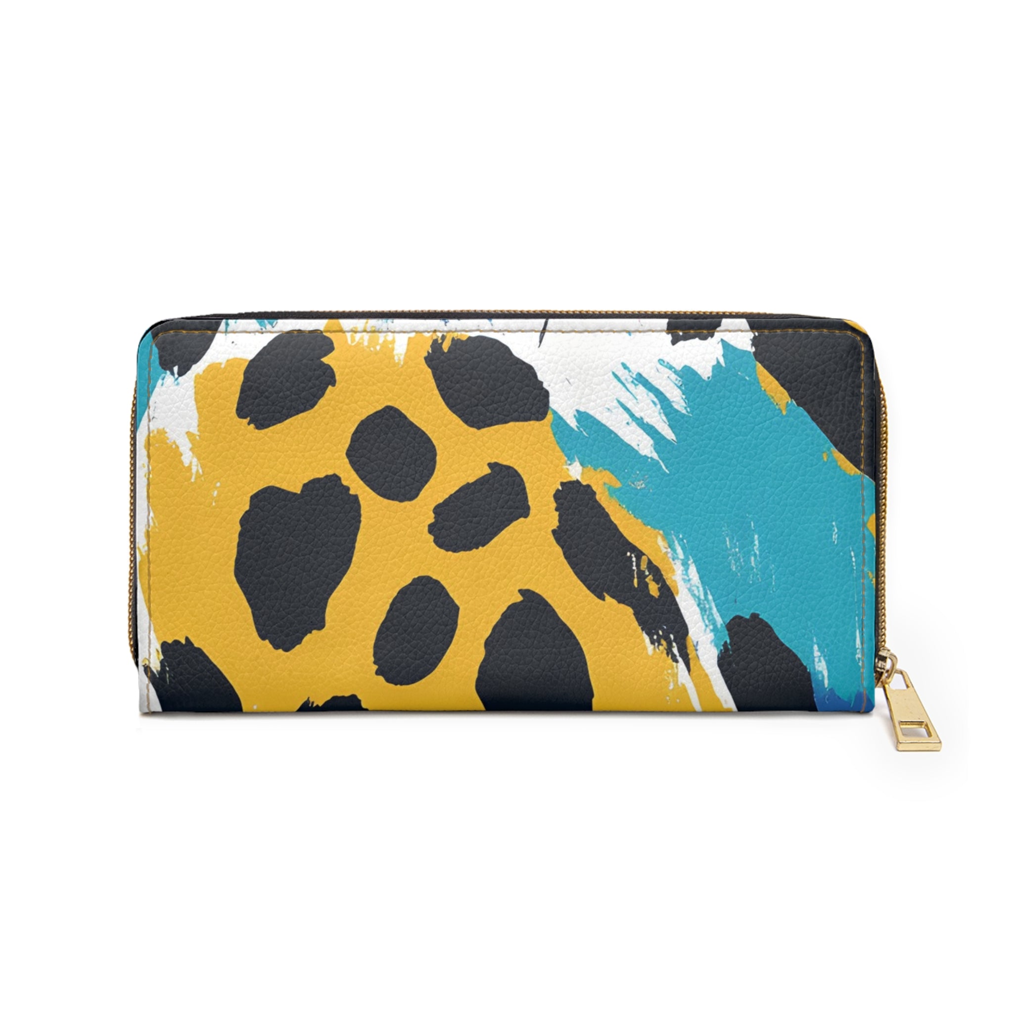 Leopard Print x Paint Brush Strokes Multi-Color Zipper Wallet, Artsulli - Art is Long, Life is Short, Accessories, , , , , , , 