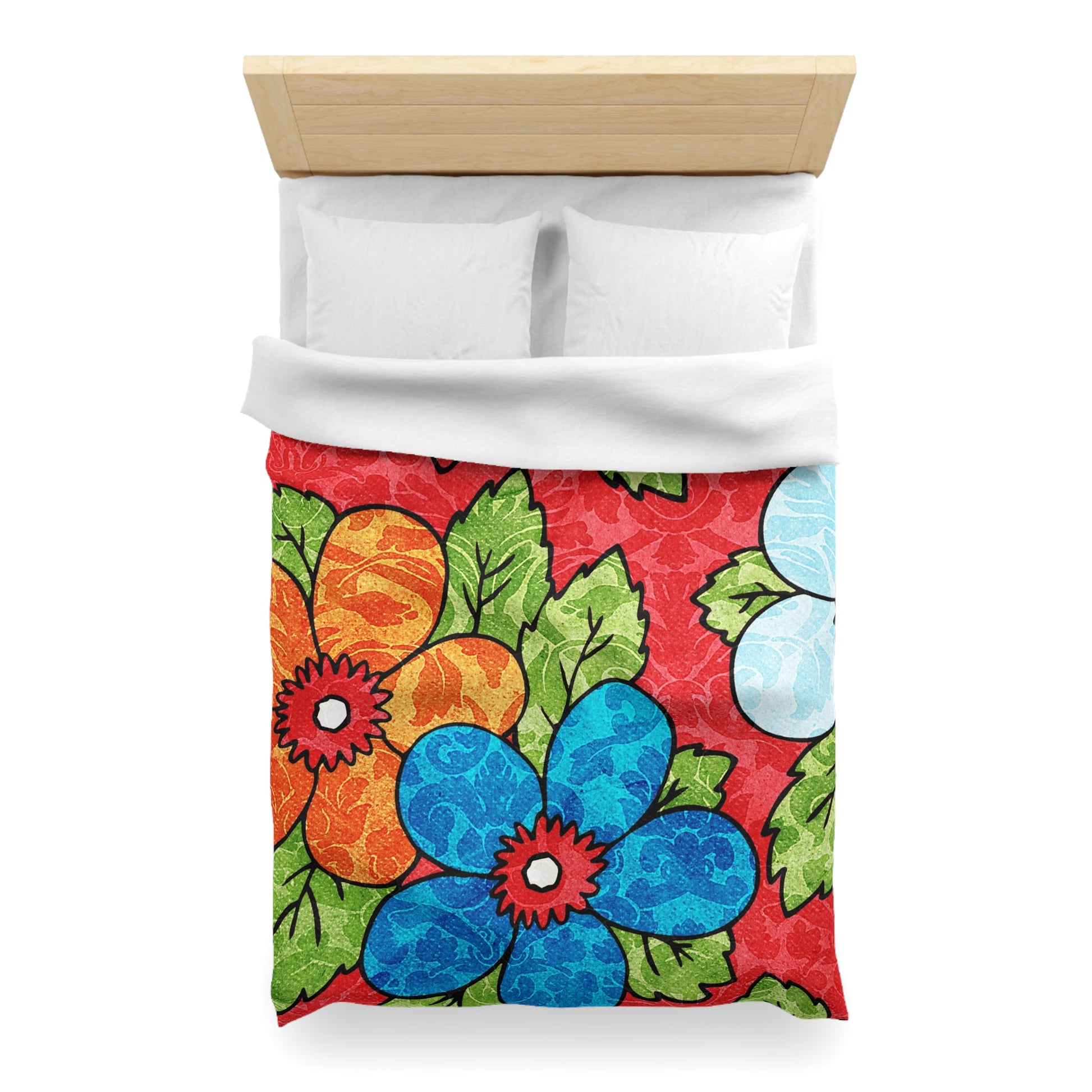 Groovy Red Floral Kl Microfiber Duvet Cover, Artsulli - Art is Long, Life is Short, Home Decor, , , , , , , 