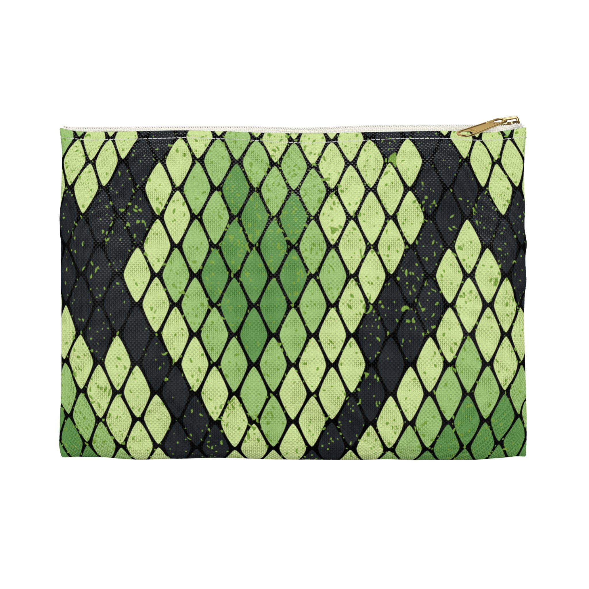 Snake Skin Green and Black Accessory Pouch, Artsulli - Art is Long, Life is Short, Bags, Size, Small, Color, White zipper, , , 11143818816116