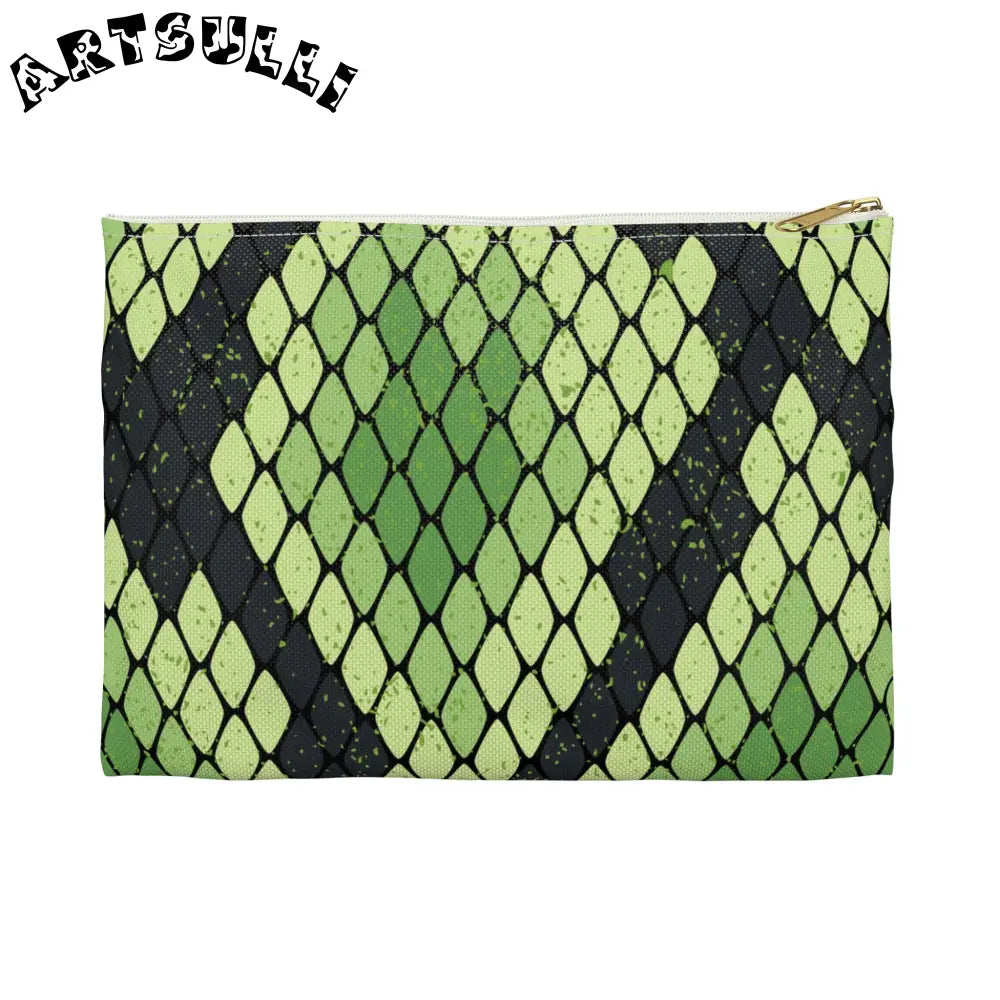 JAKKOUTTHEBXX Snake Skin Green and Black Accessory Pouch