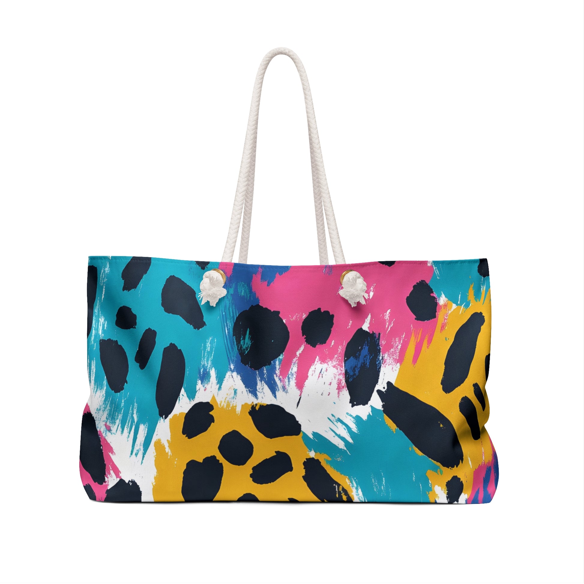 Leopard Print x Paint Brush Strokes Multi-Color Weekender Bag, Artsulli - Art is Long, Life is Short, Bags, , , , , , , 
